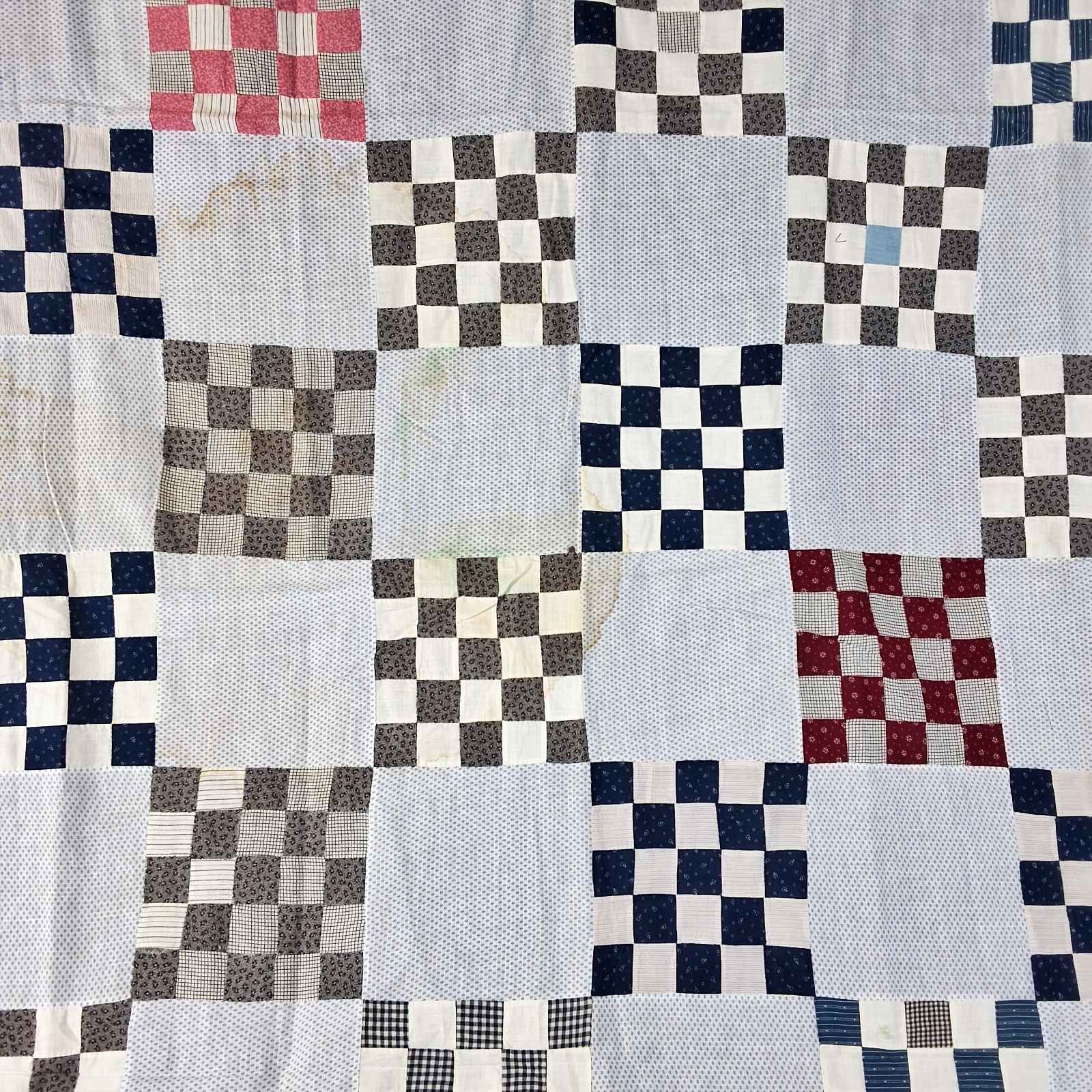 Antique c1920 25 Patch Quilt Top