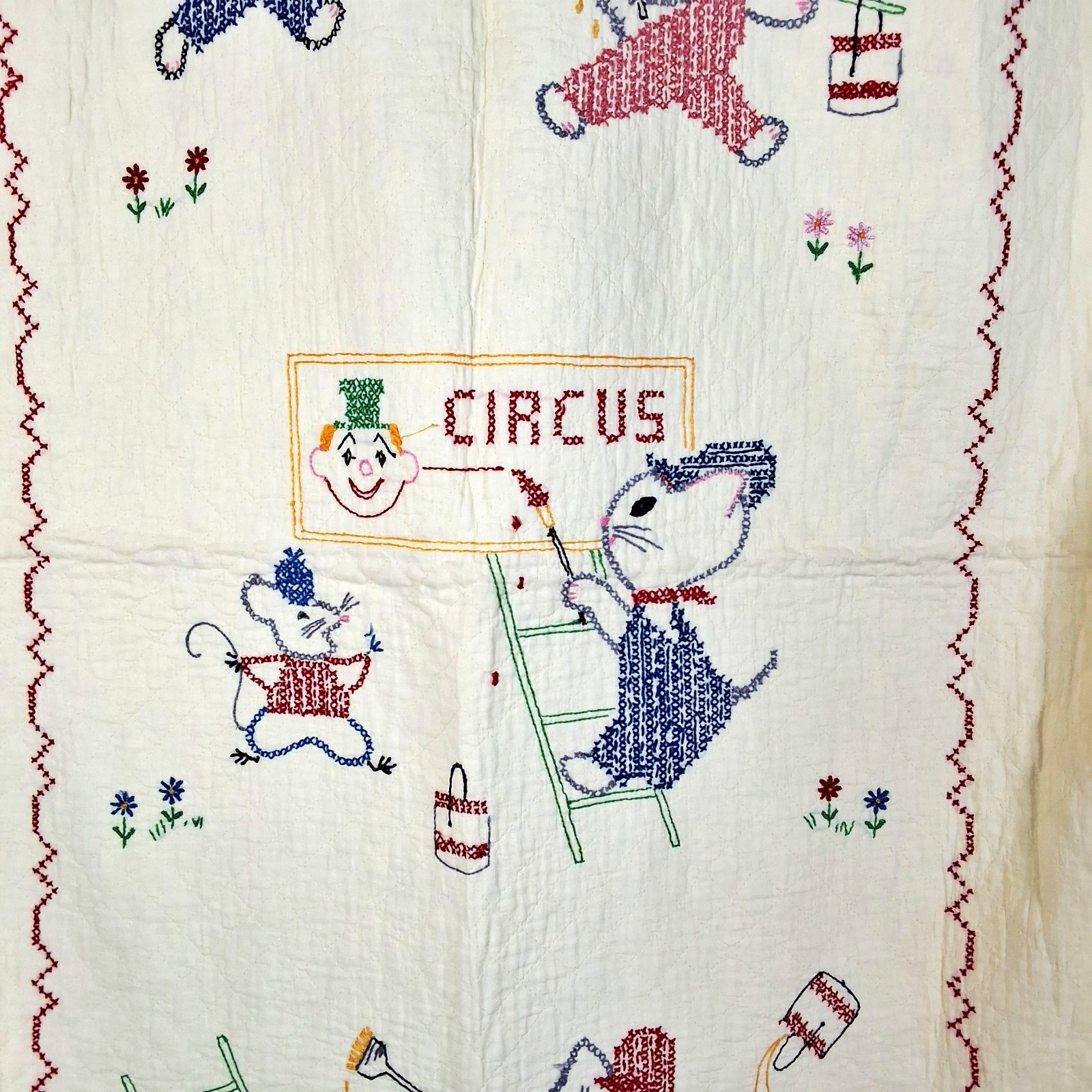 3 Vintage Crib Quilts - Embroidery