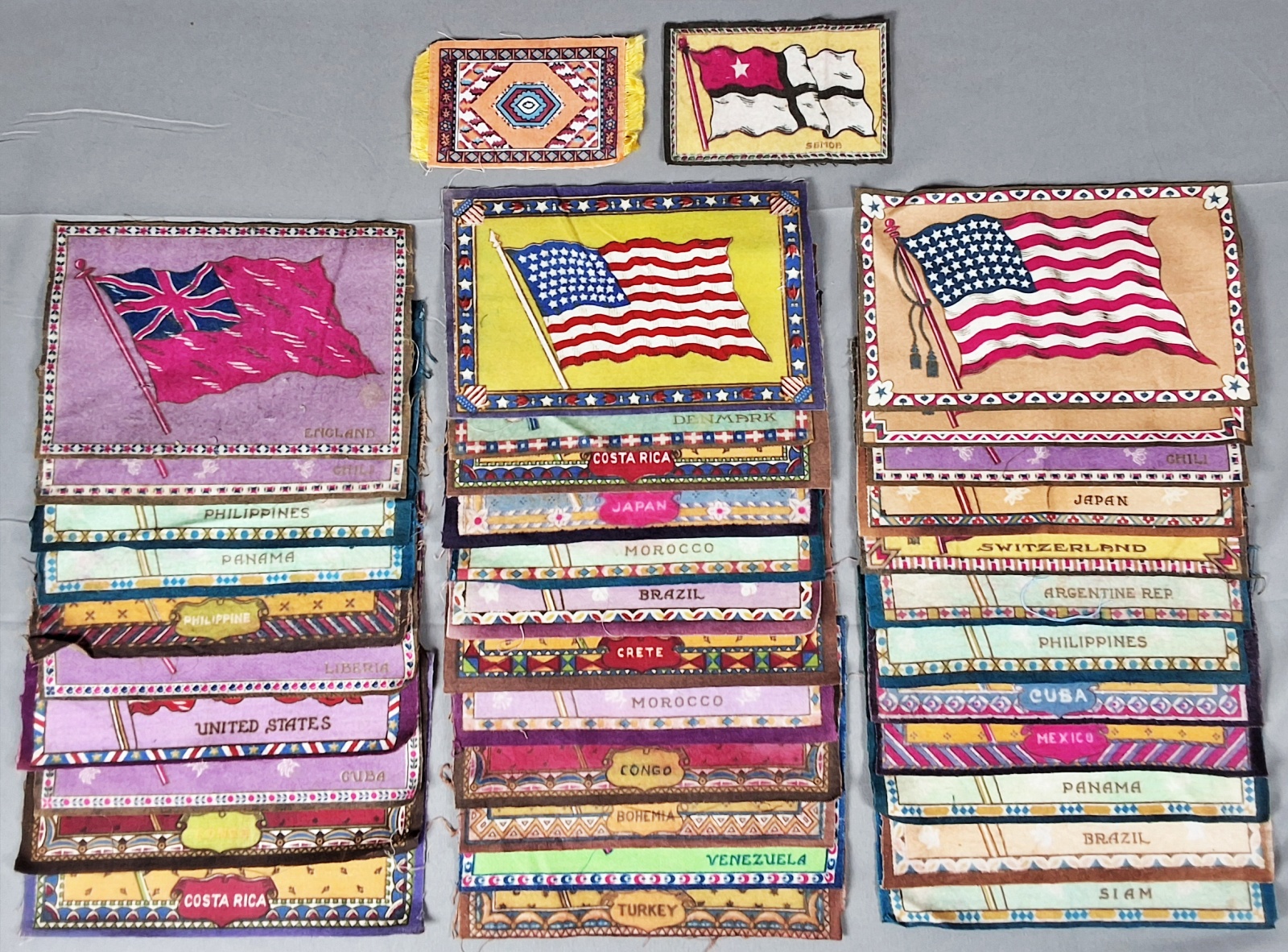 Group of 36 Antique Cigar Flannel Flags