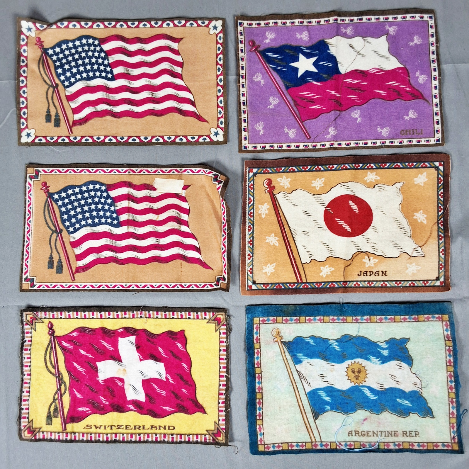 Group of 36 Antique Cigar Flannel Flags