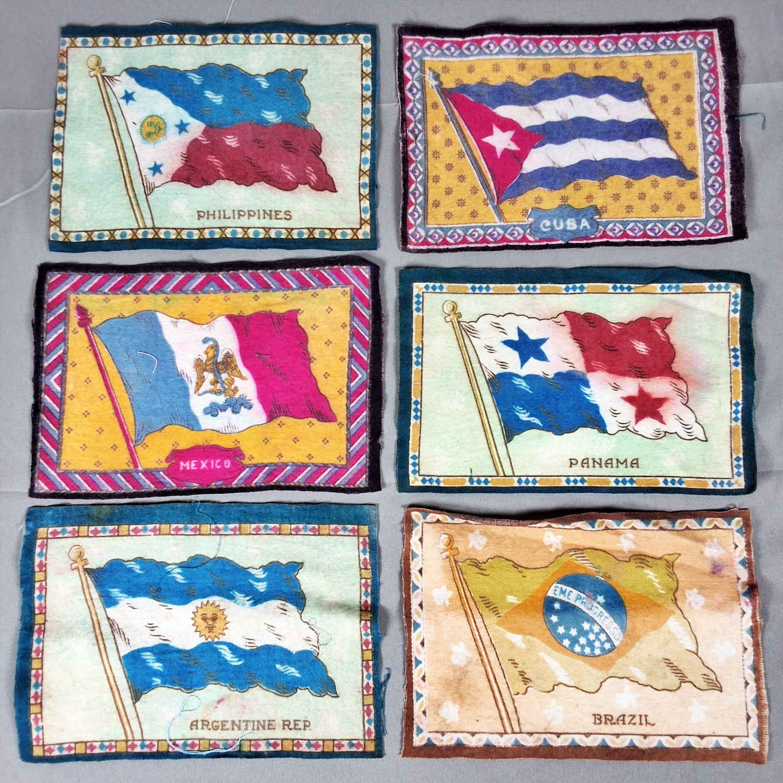 Group of 36 Antique Cigar Flannel Flags