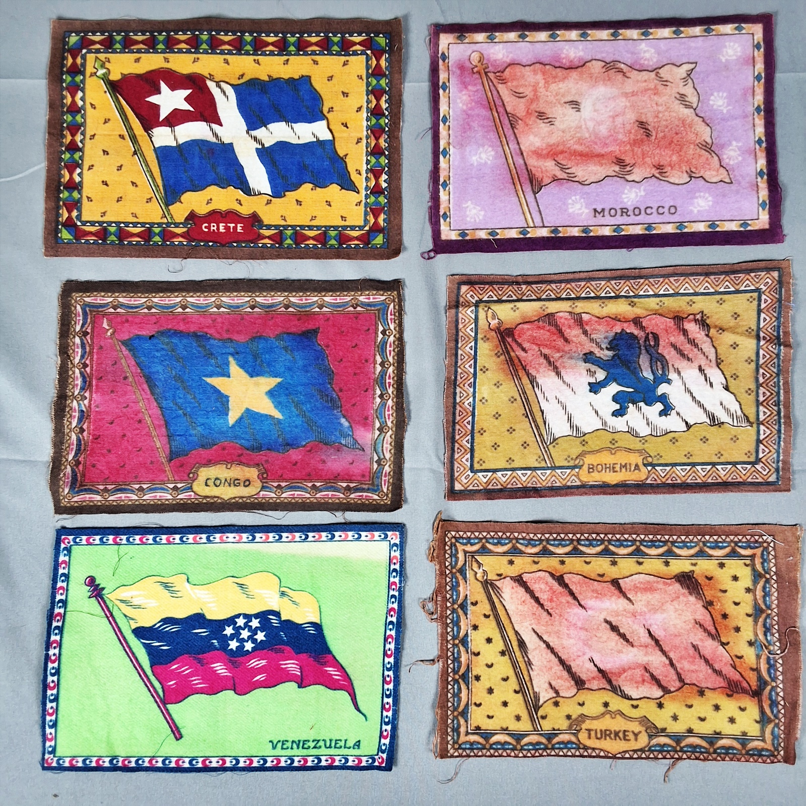 Group of 36 Antique Cigar Flannel Flags