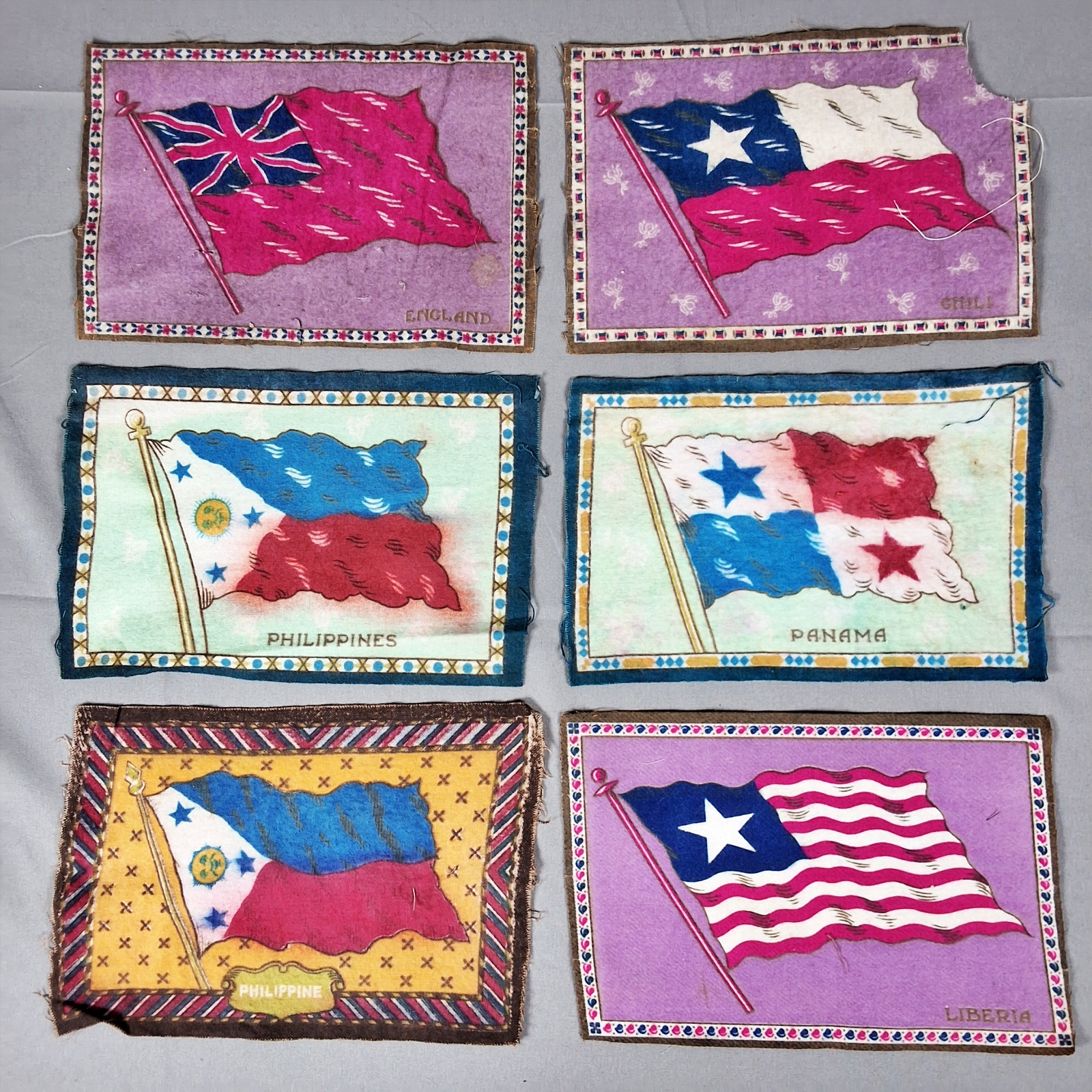 Group of 36 Antique Cigar Flannel Flags