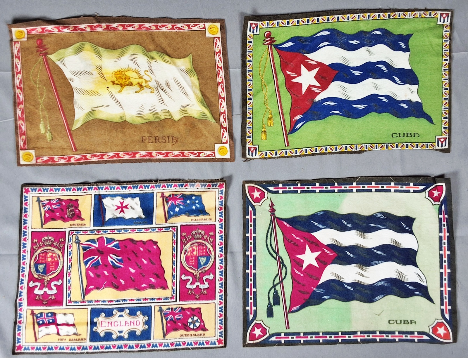 Group of 15 Antique Cigar Flannel Flags - Larger