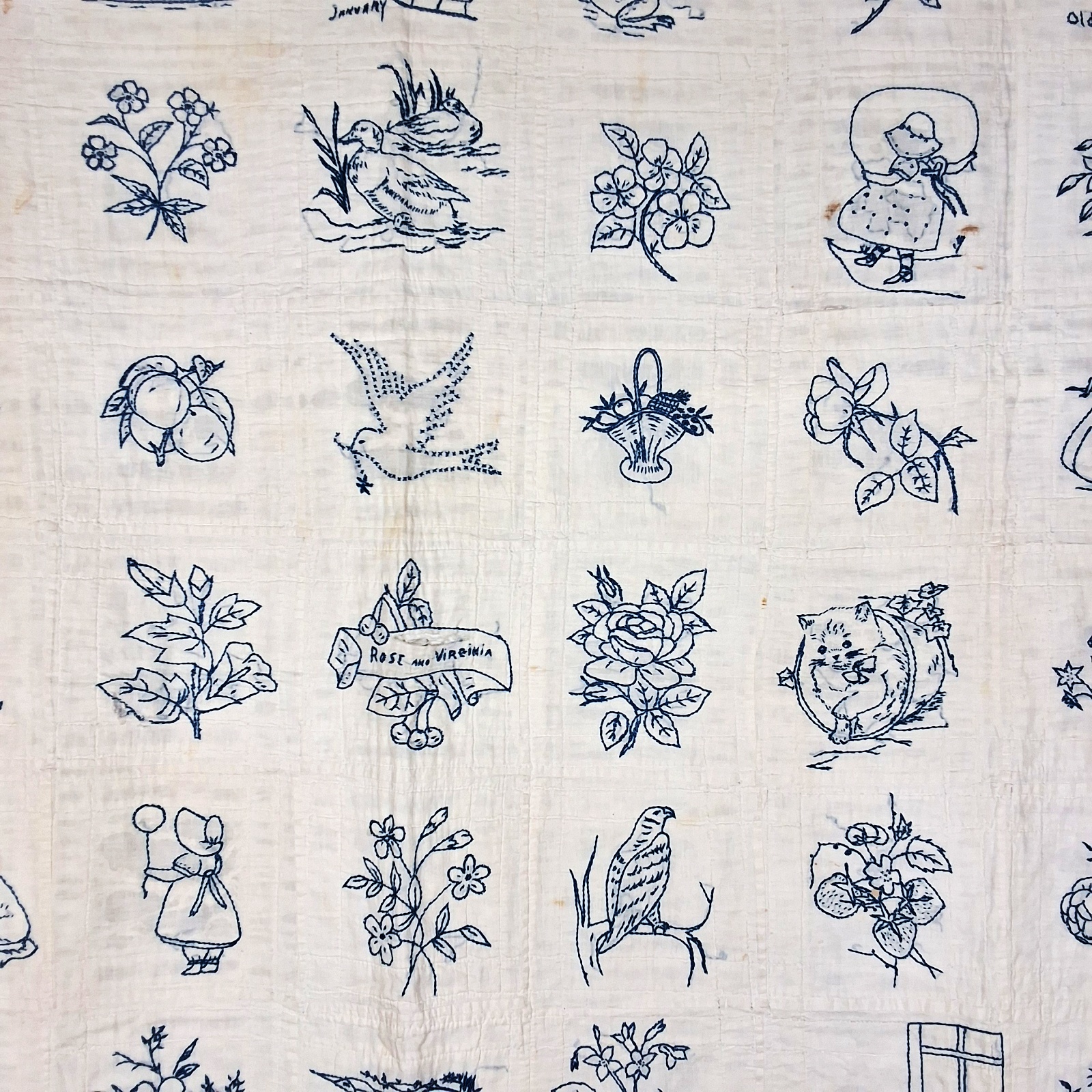 Vintage c1940 Bluework Quilt