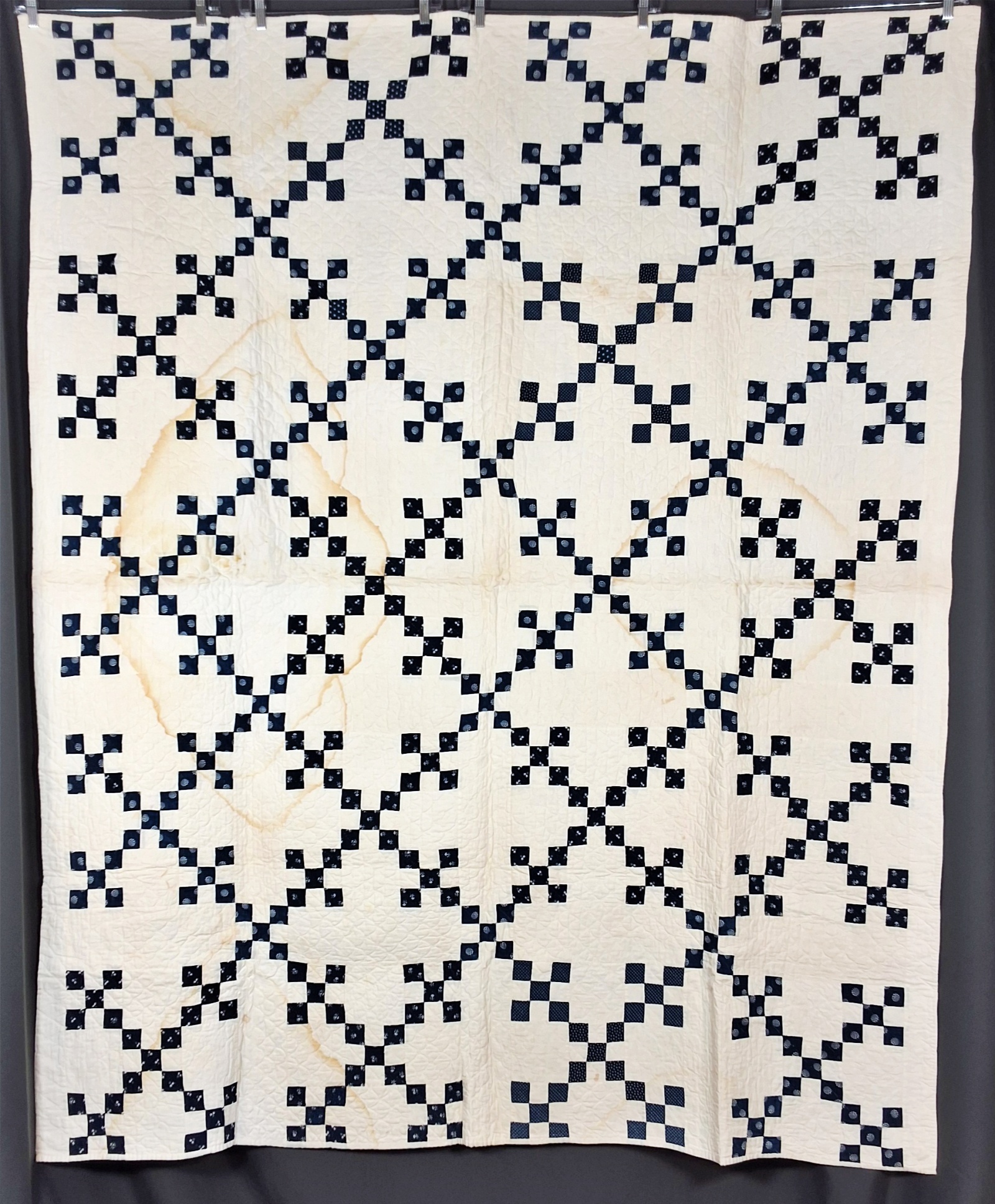 Antique c1890 Double 9 Patch Quilt