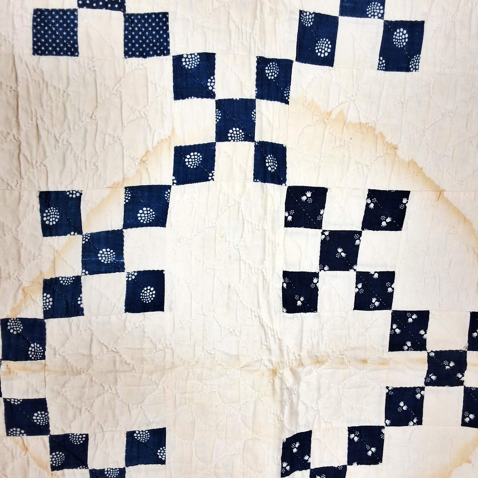 Antique c1890 Double 9 Patch Quilt