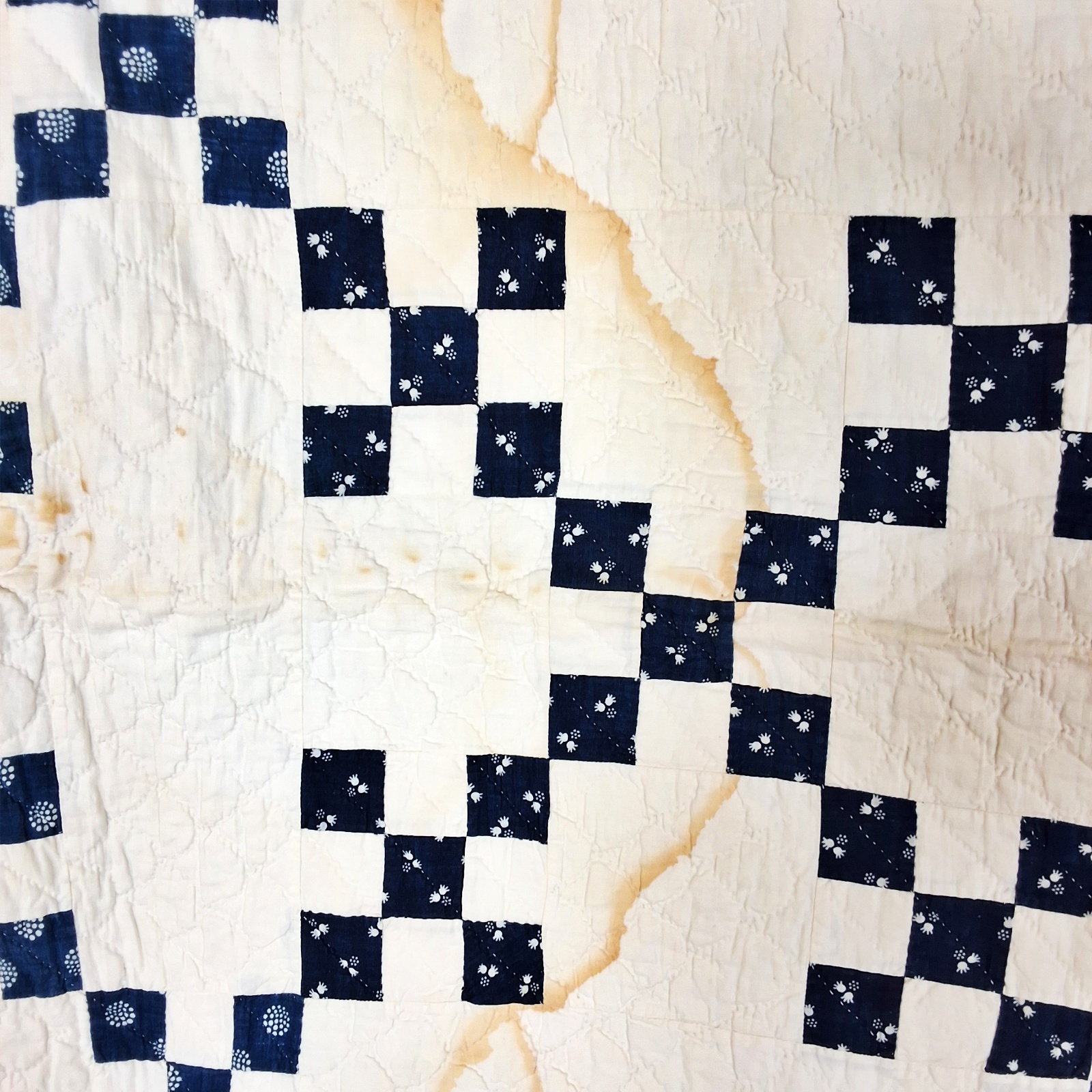 Antique c1890 Double 9 Patch Quilt