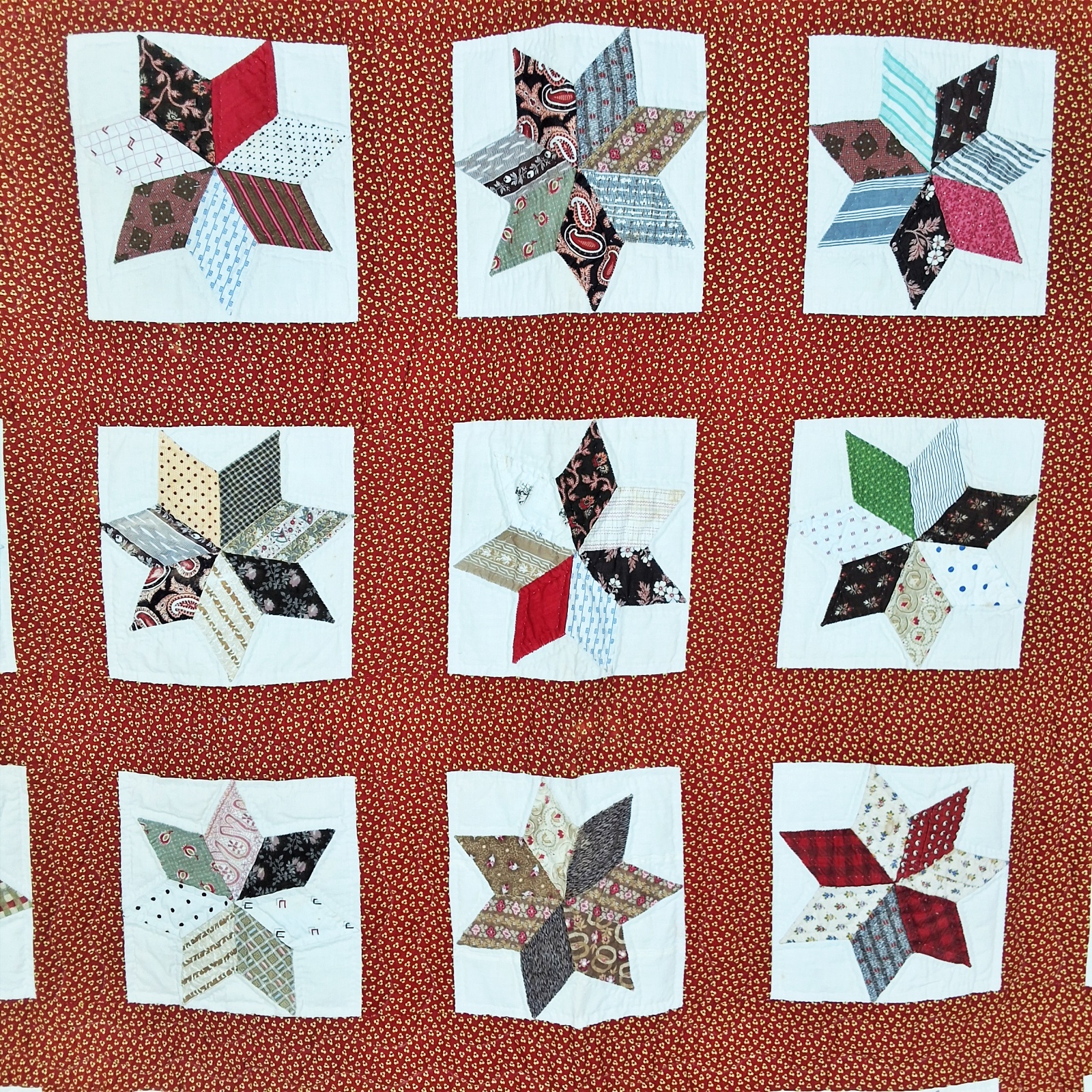 1890 7 Point Star Quilt Finished 1950s