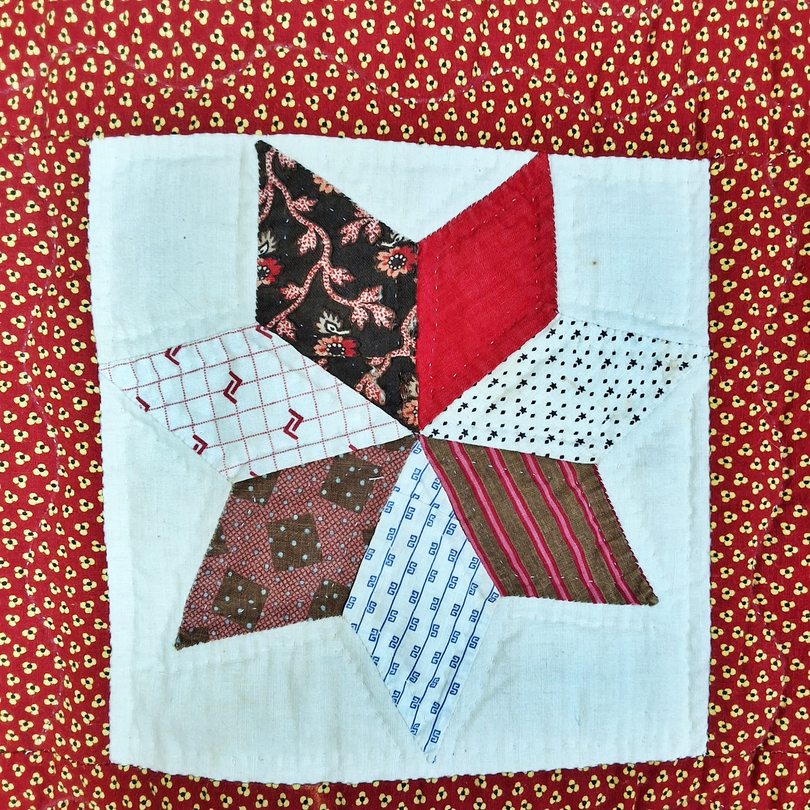 1890 7 Point Star Quilt Finished 1950s