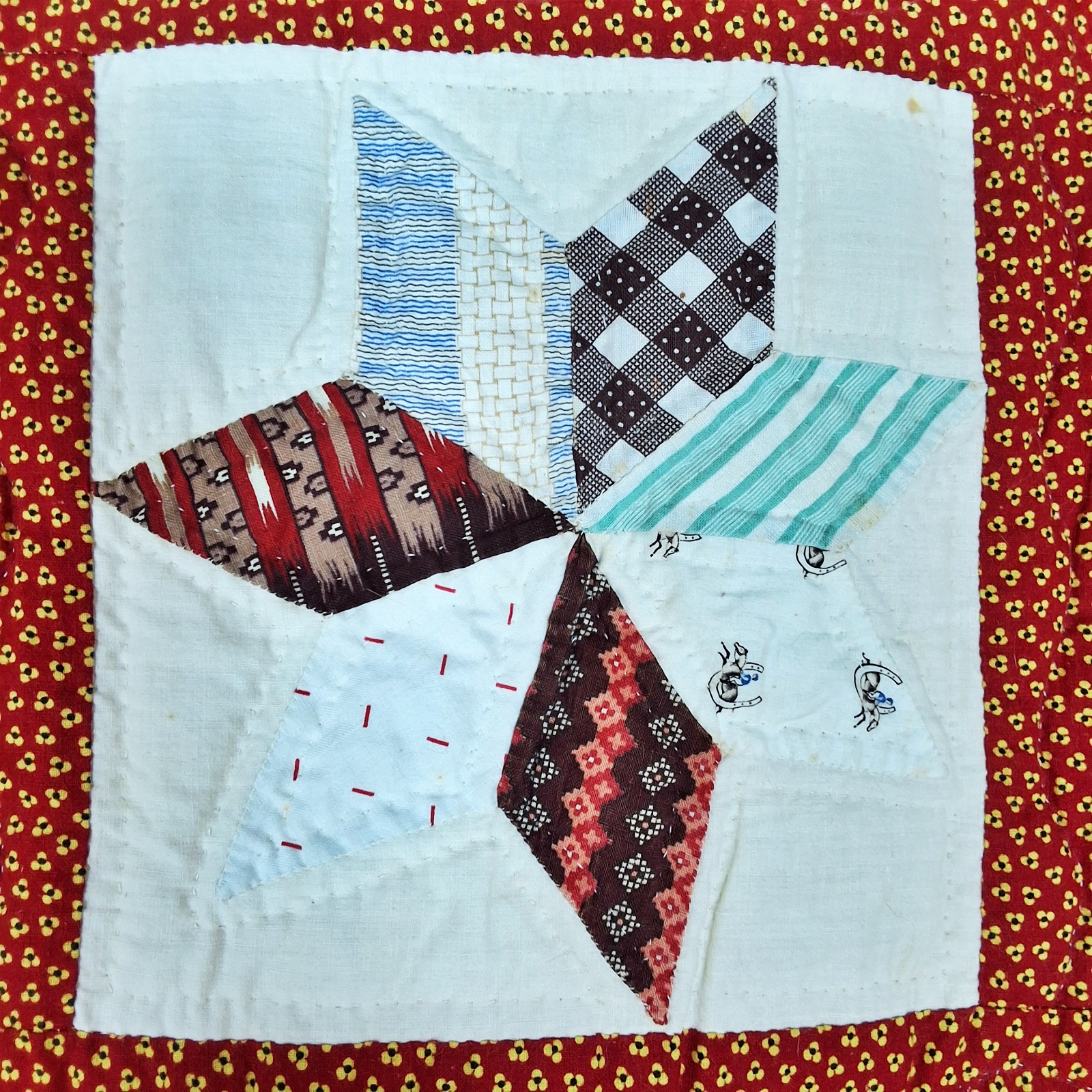 1890 7 Point Star Quilt Finished 1950s