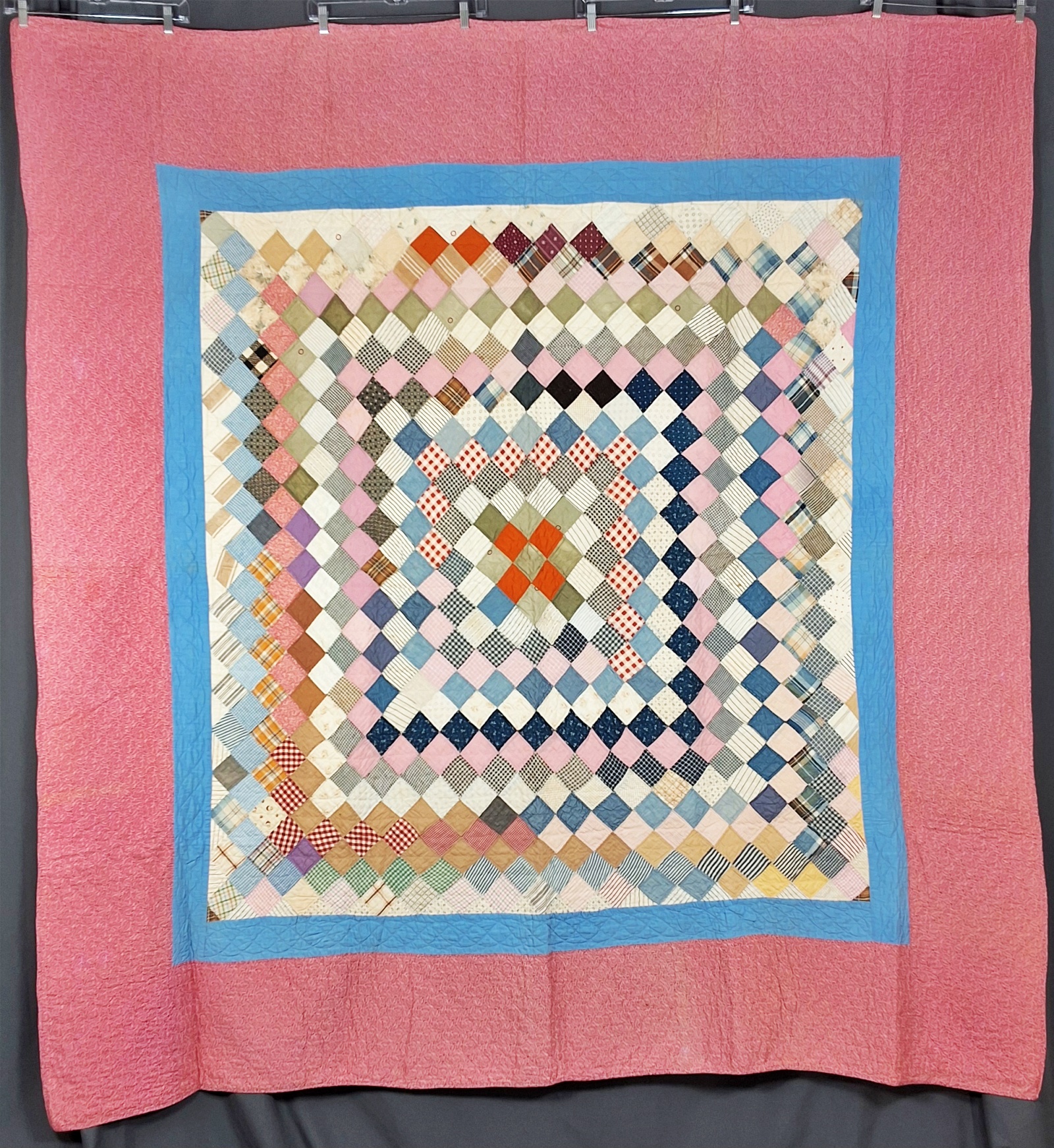 Antique c1910 Trip Around the World Quilt
