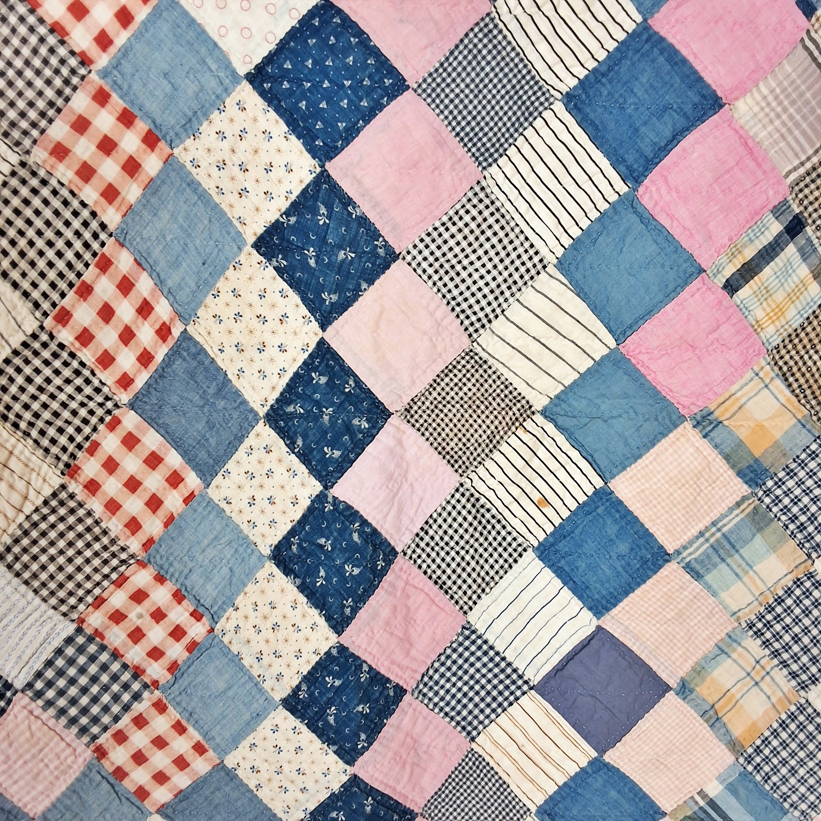 Antique c1910 Trip Around the World Quilt