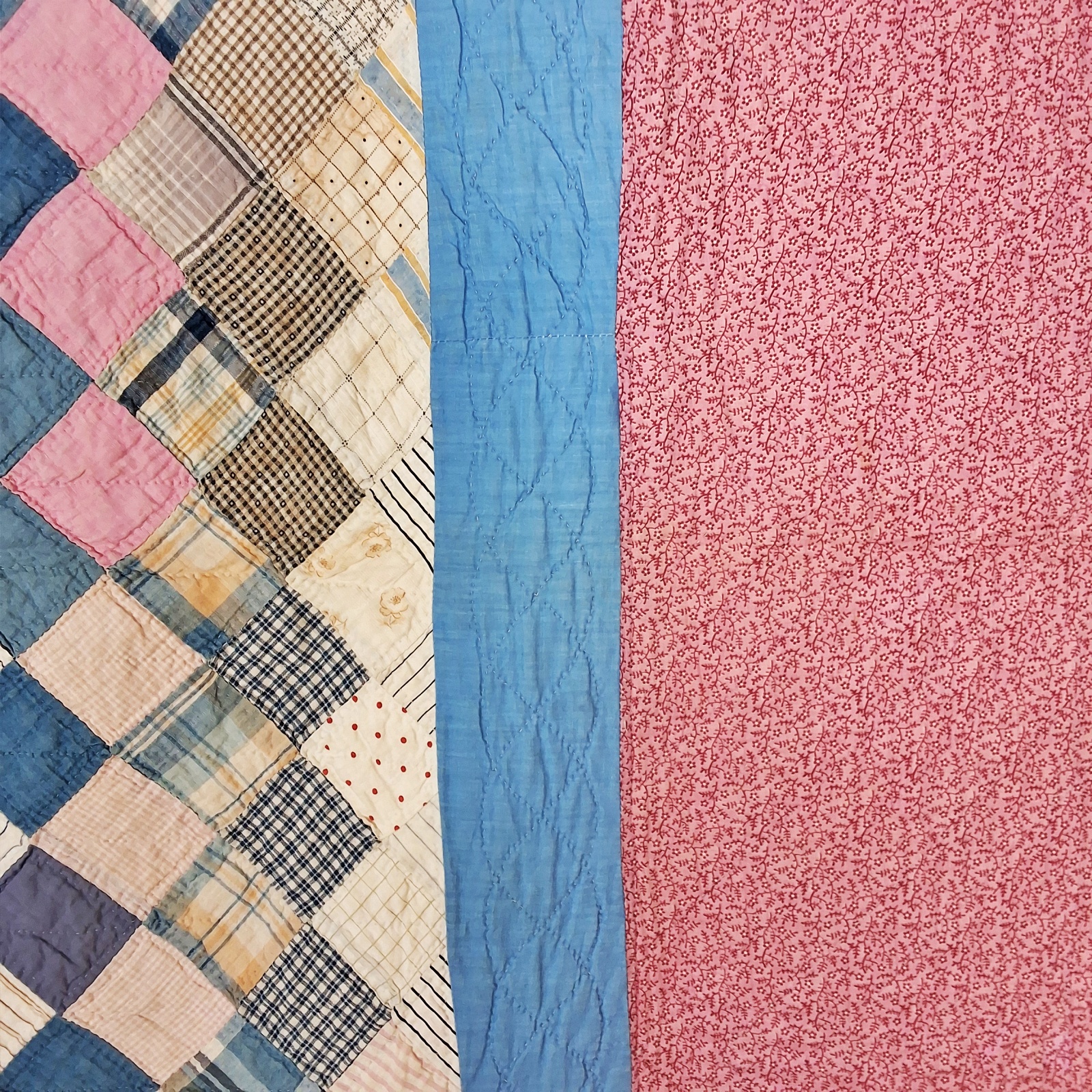 Antique c1910 Trip Around the World Quilt