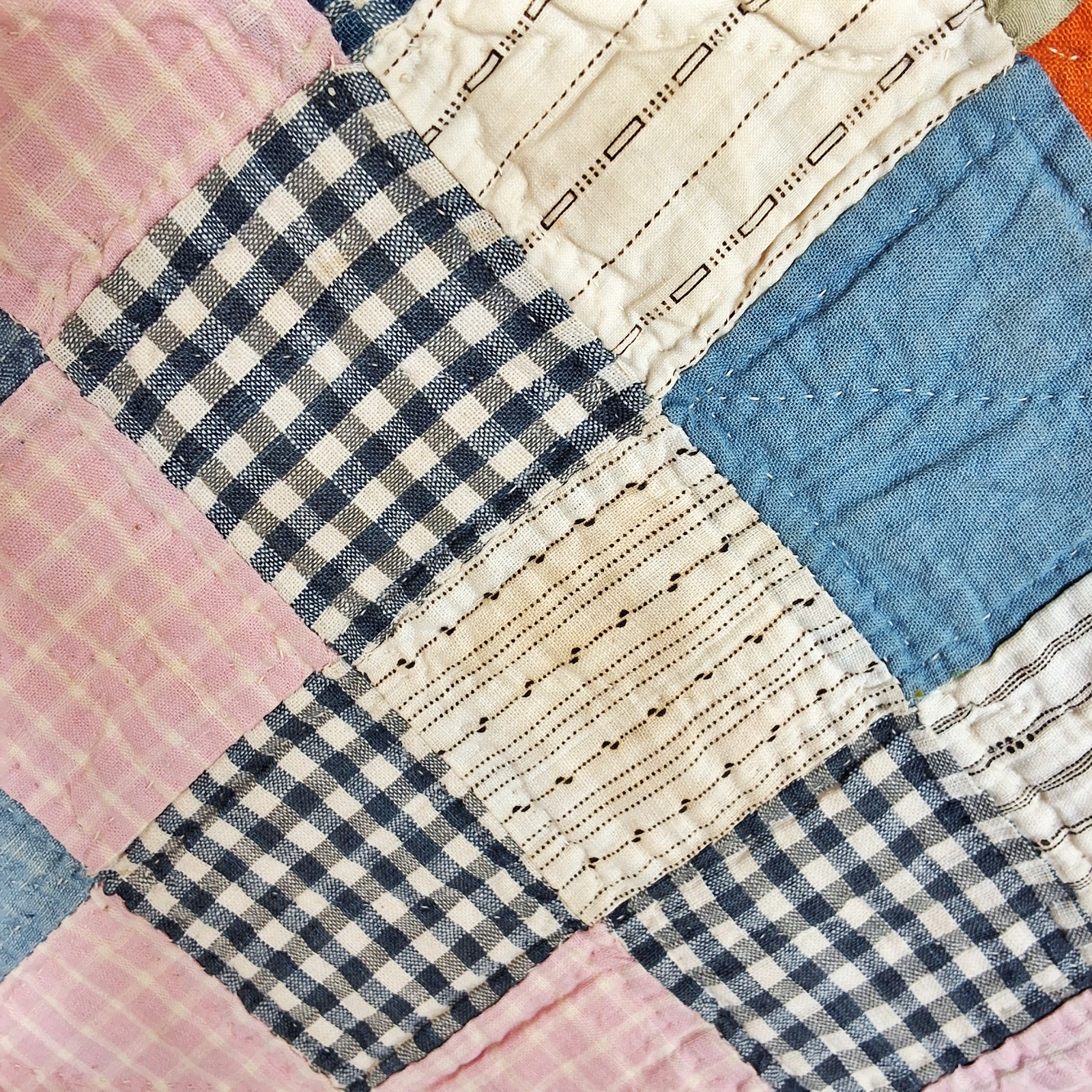 Antique c1910 Trip Around the World Quilt