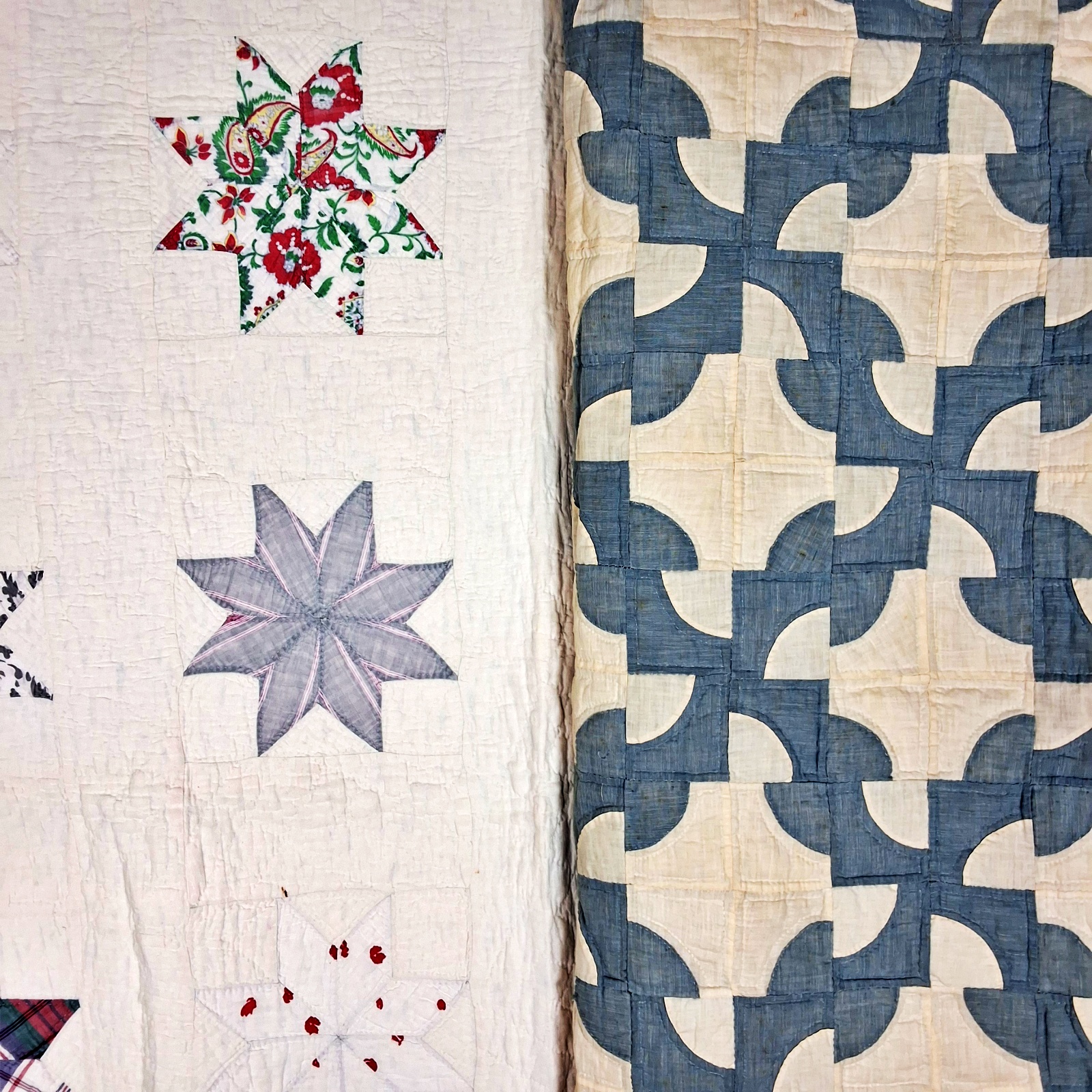 2 Vintage Quilts - LeMoyne Star, Drunkards Path