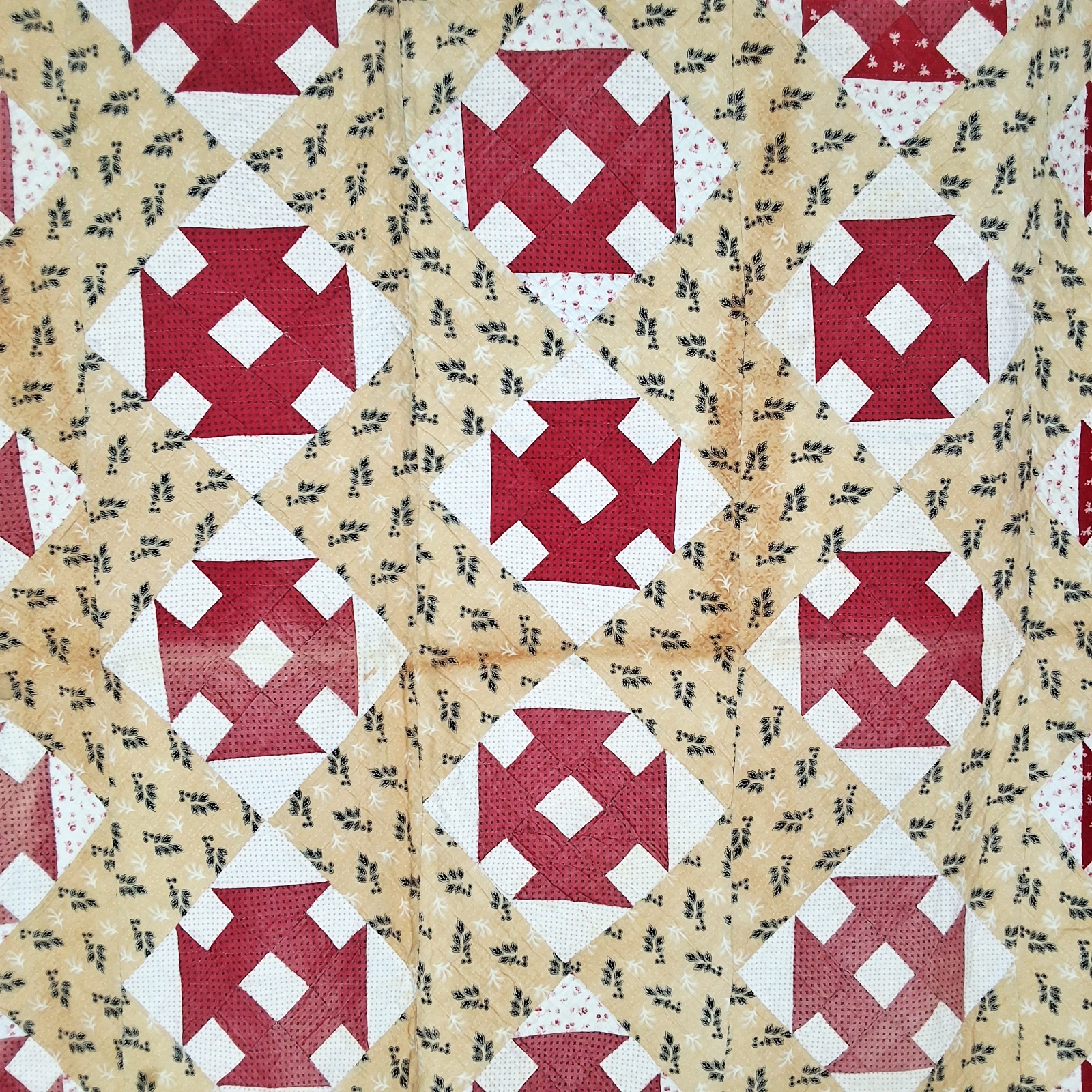 Antique c1890 Churn Dash Quilt