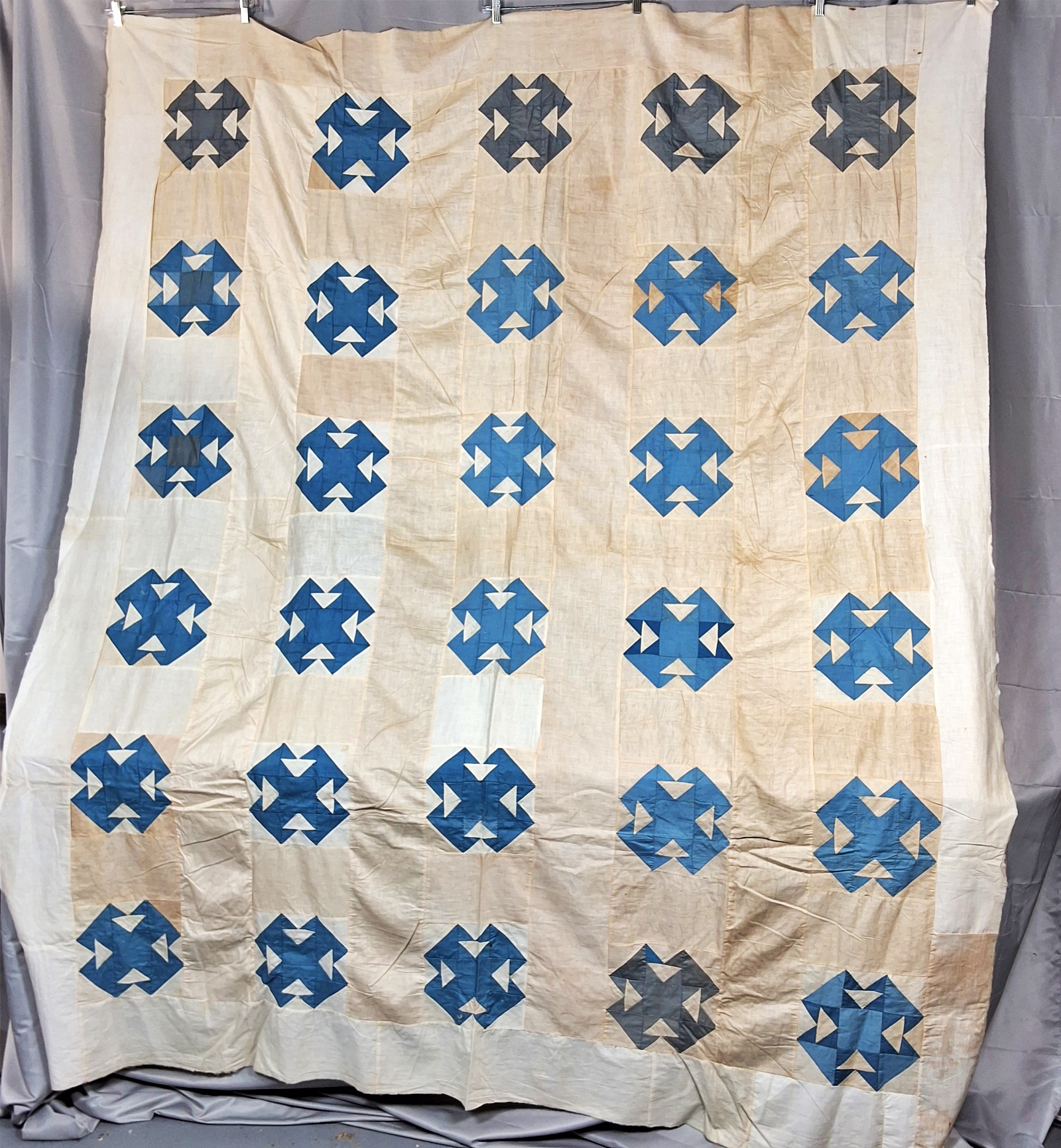 Antique 1920s T Block Quilt Top