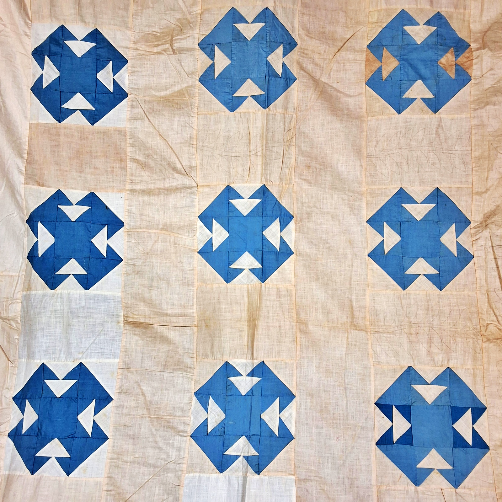 Antique 1920s T Block Quilt Top