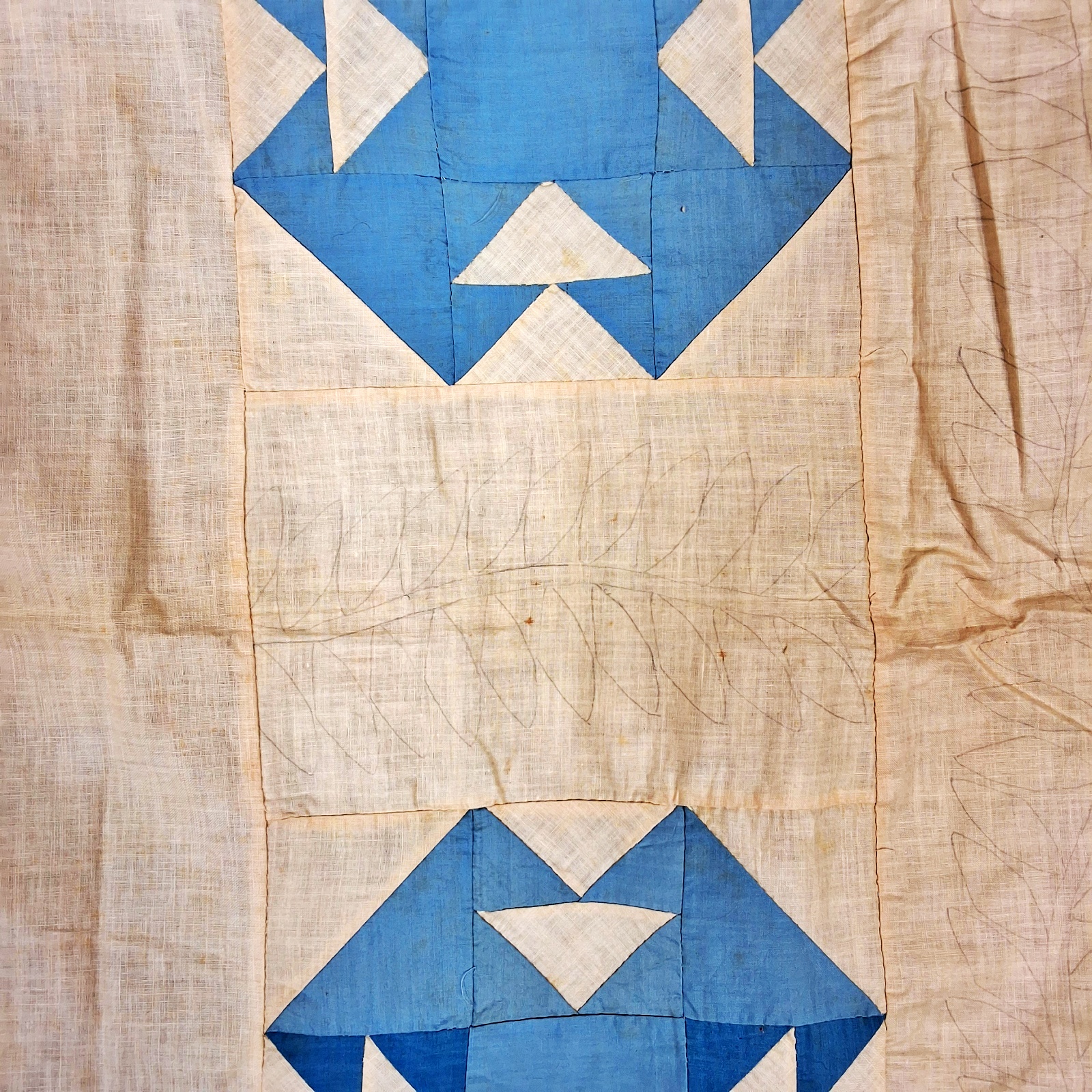 Antique 1920s T Block Quilt Top