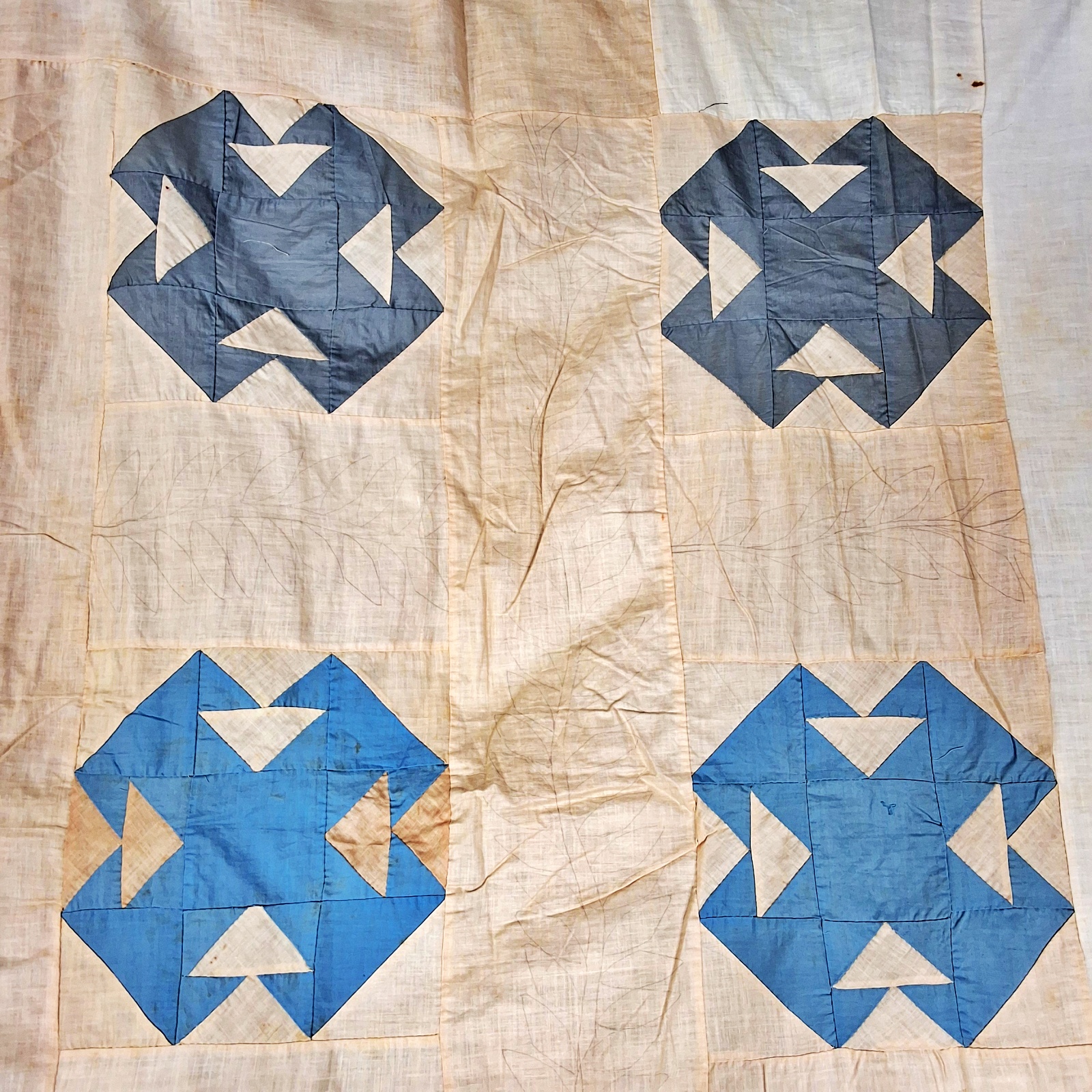 Antique 1920s T Block Quilt Top