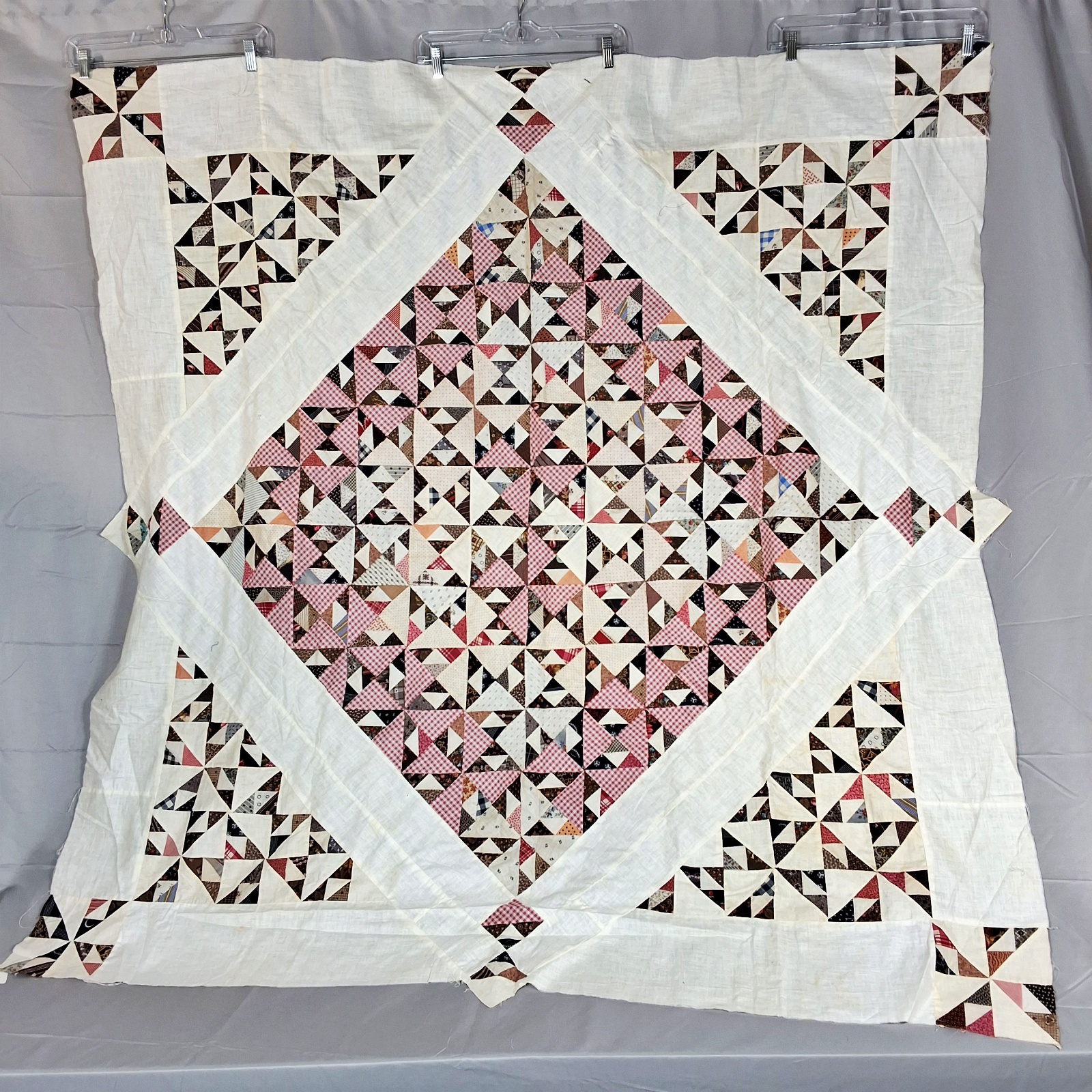 Antique 1880-1950 Deep Scrap Bag Quilt Top