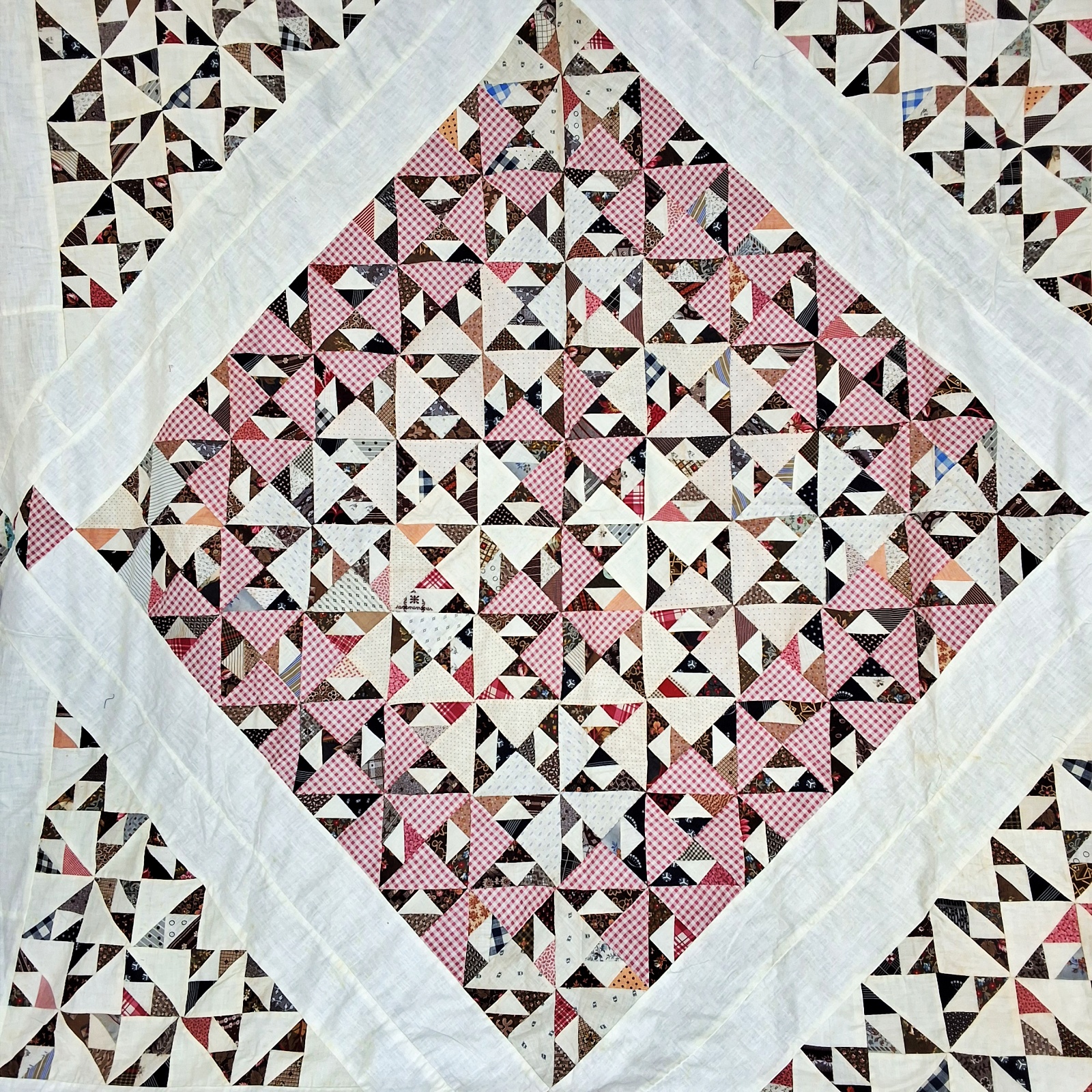 Antique 1880-1950 Deep Scrap Bag Quilt Top
