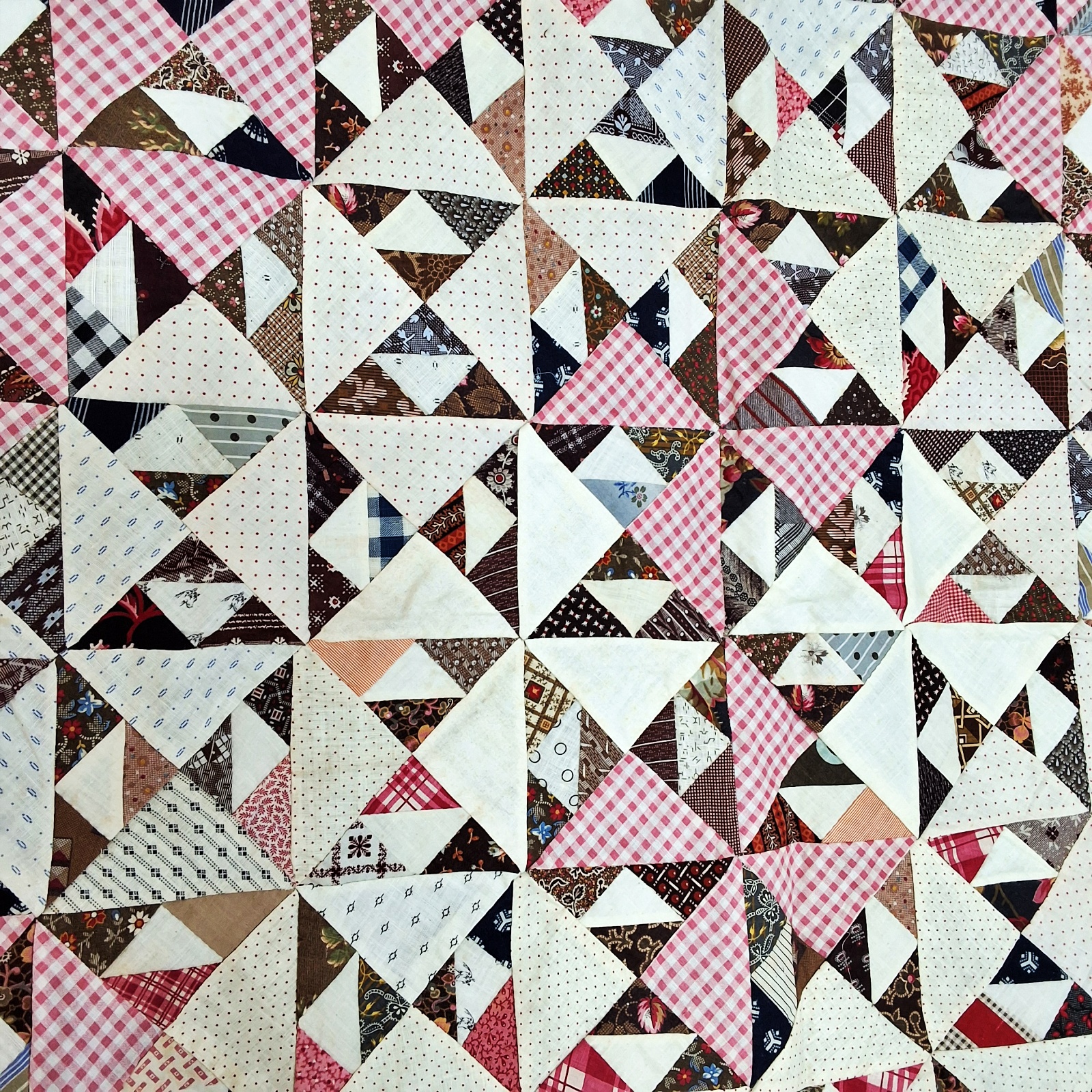 Antique 1880-1950 Deep Scrap Bag Quilt Top