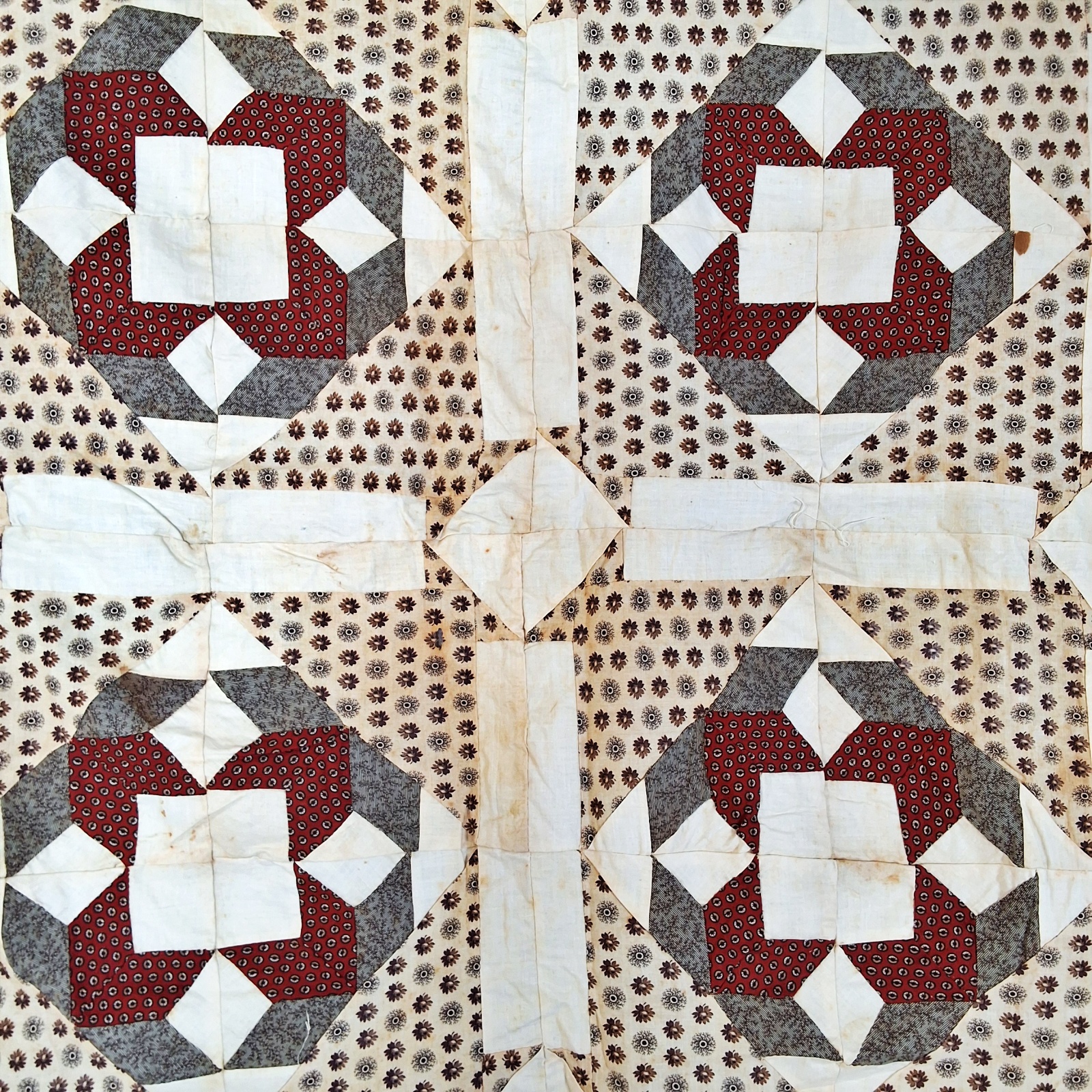 Antique 1880s Cake Stand Quilt Top