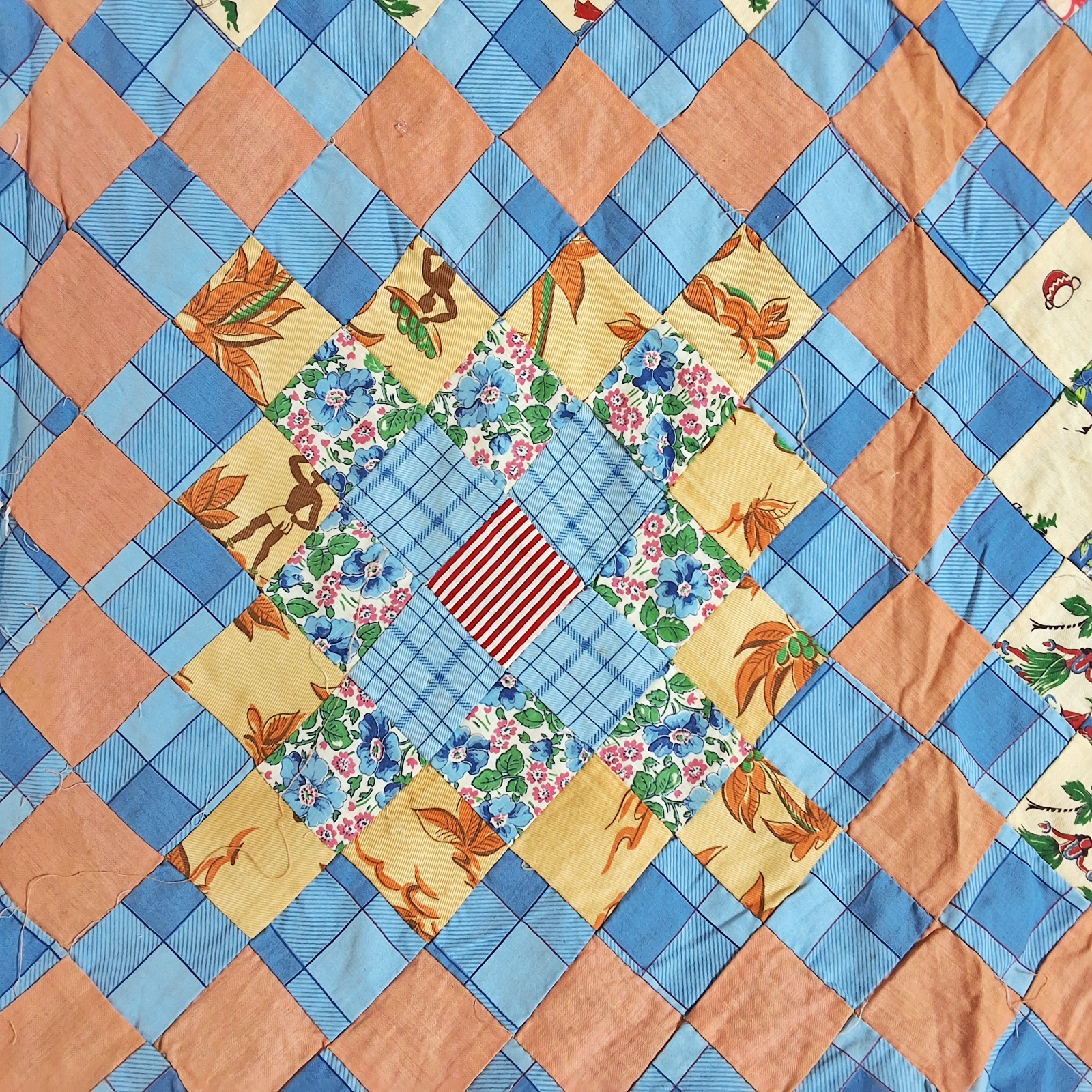 Vintage 1950s Postage Quilt Top