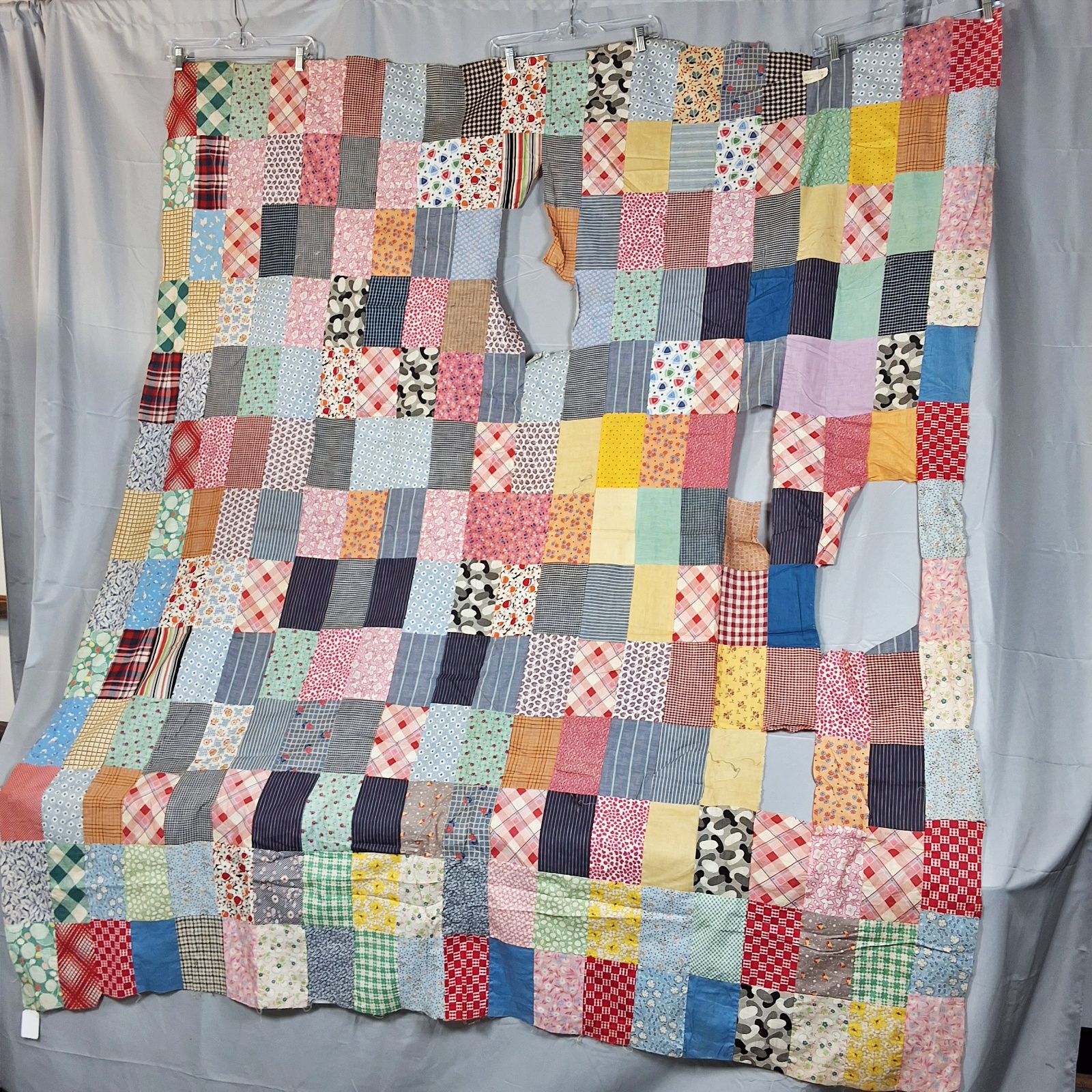 Vintage 1940s 1 Patch Quilt Top