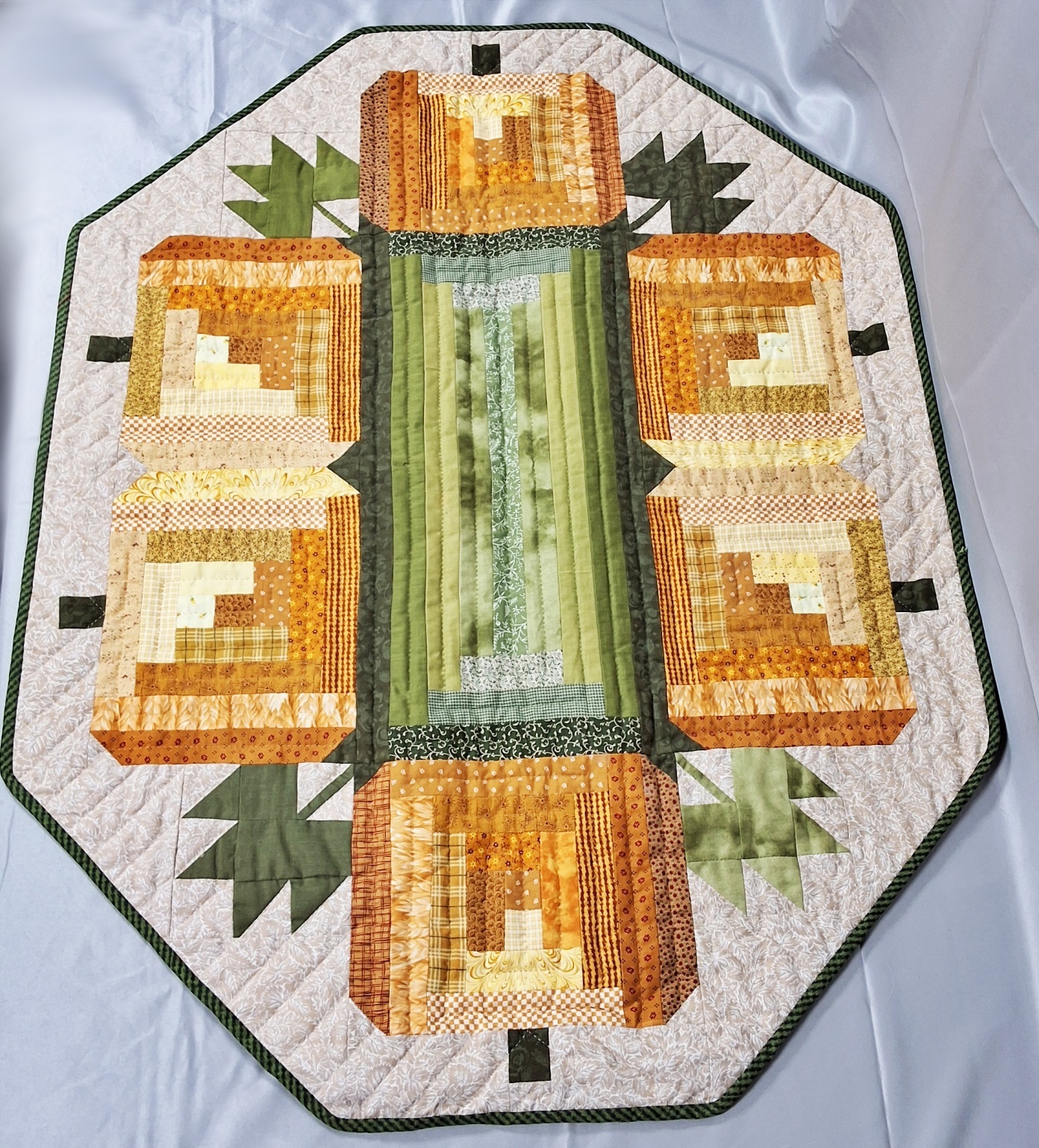 Log Cabin Pumpkin Quilted Runner - Frances Abell Brand