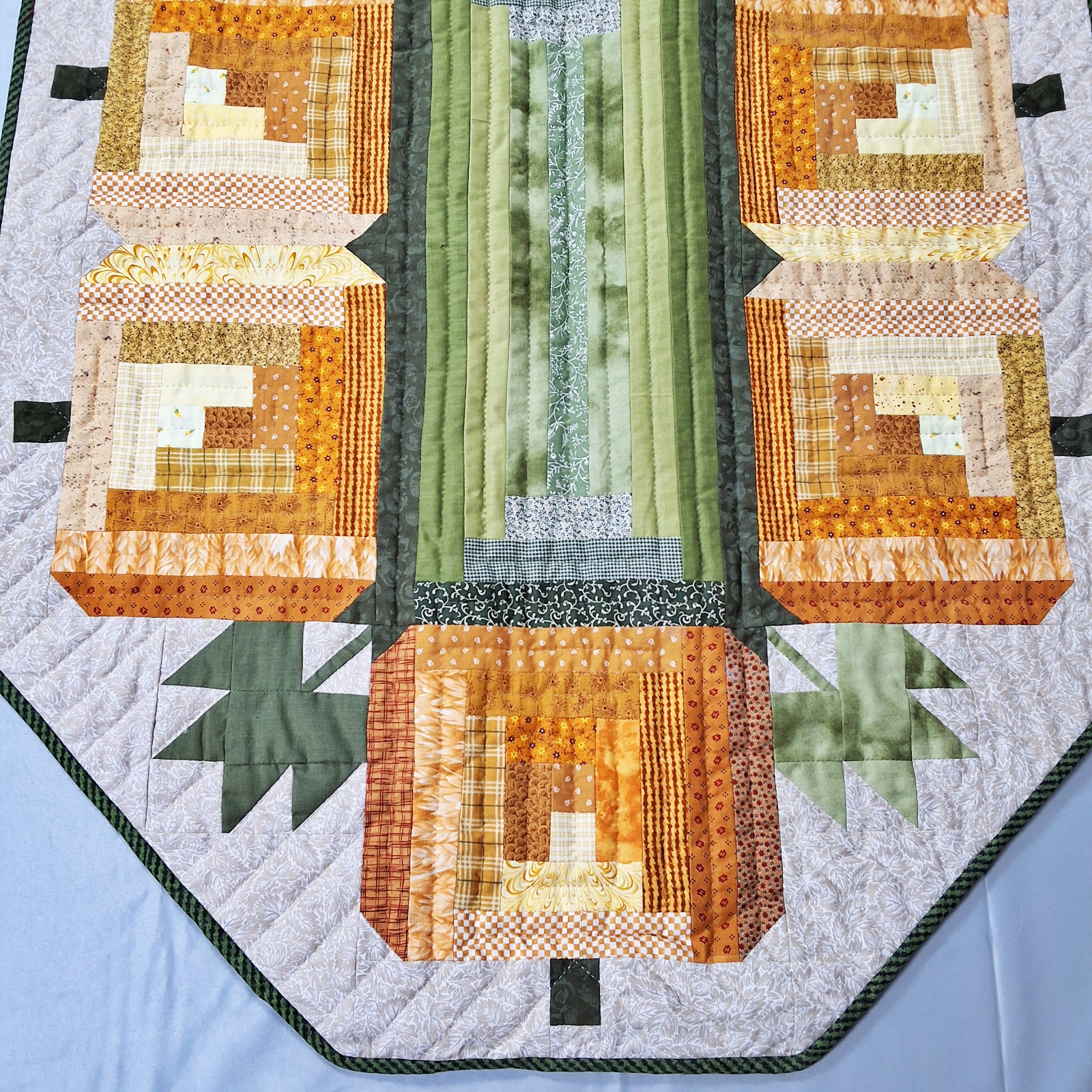 Log Cabin Pumpkin Quilted Runner - Frances Abell Brand