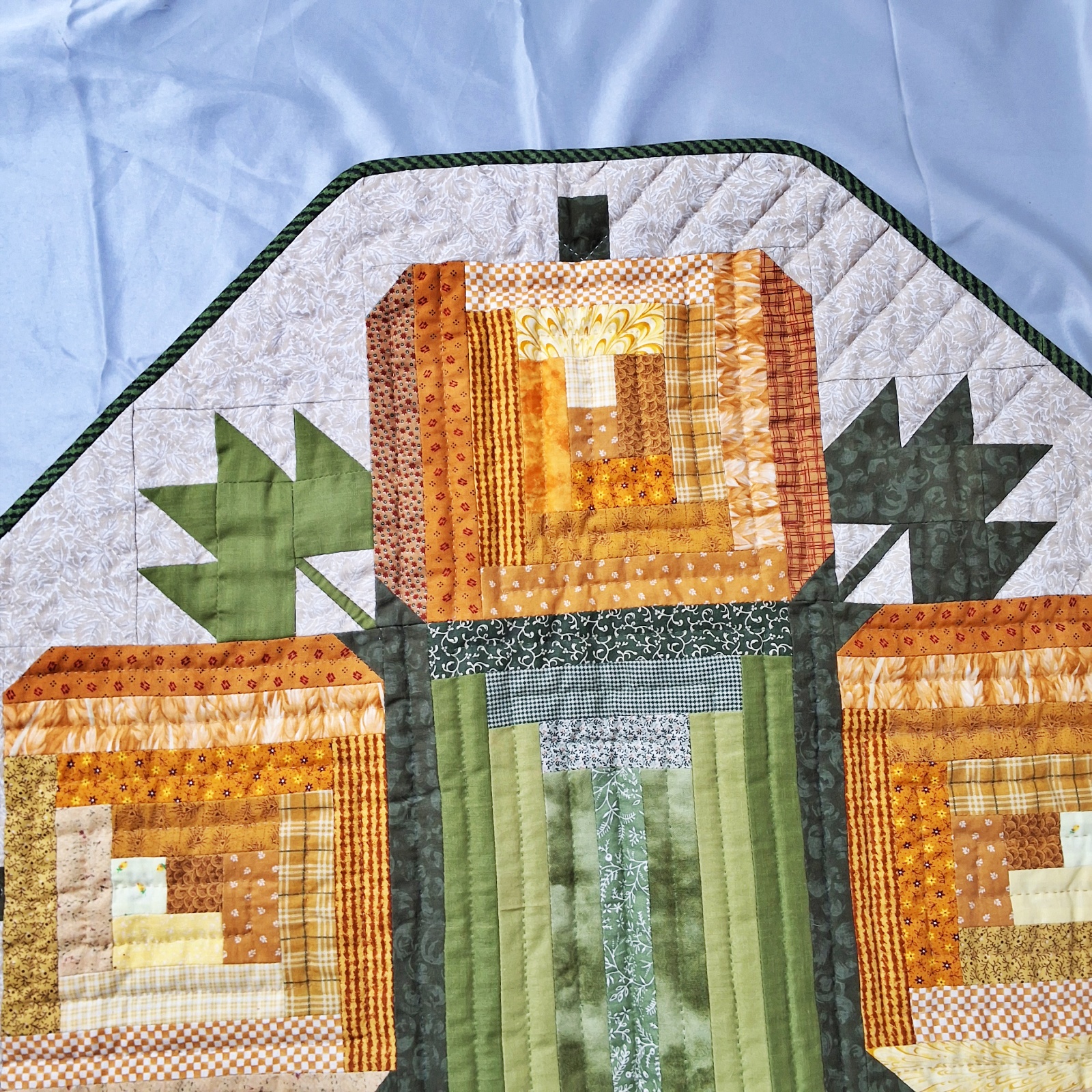 Log Cabin Pumpkin Quilted Runner - Frances Abell Brand