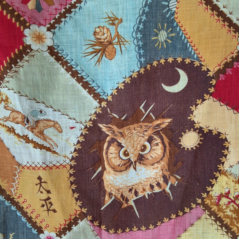 Antique c1880 Kimono with Crazy Quilt Patchwork Print