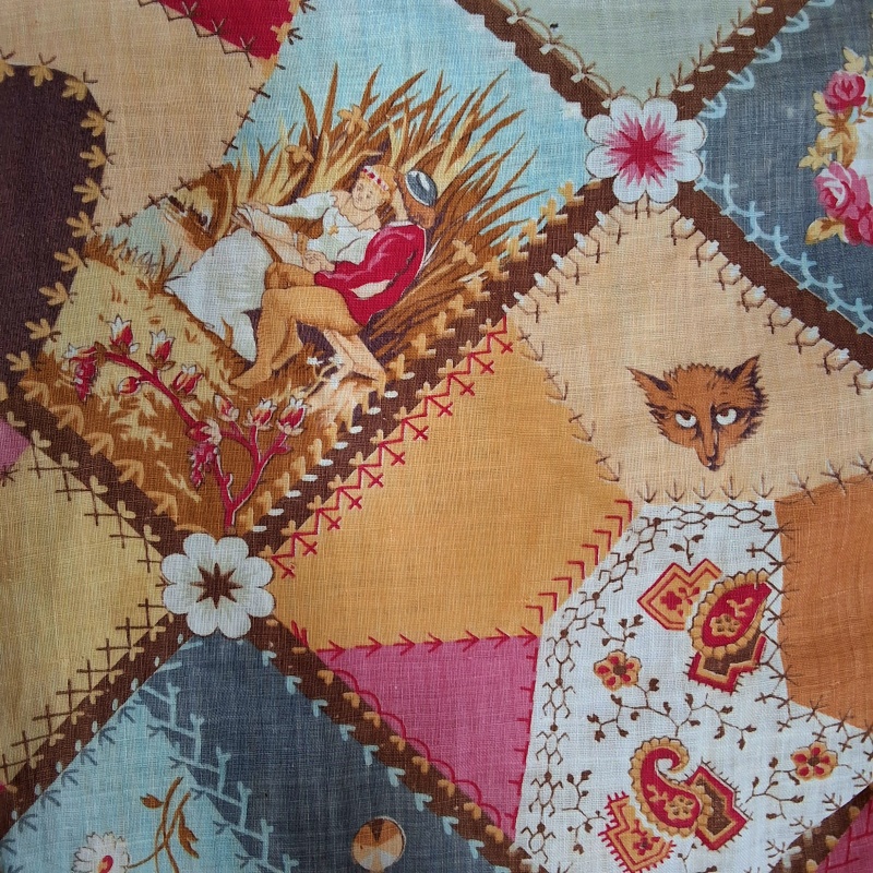 Antique c1880 Kimono with Crazy Quilt Patchwork Print