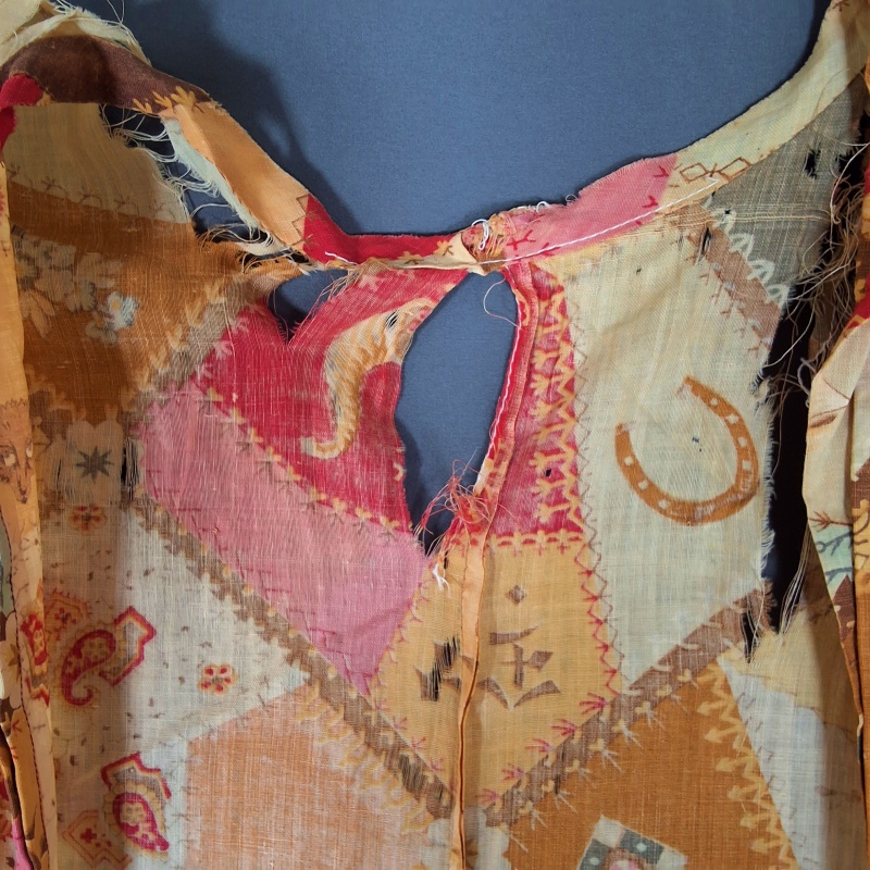 Antique c1880 Kimono with Crazy Quilt Patchwork Print