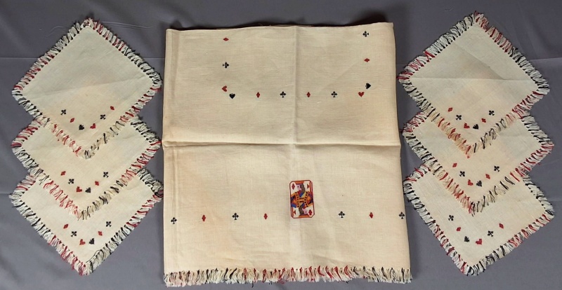 Vintage Linen Bridge Set - Card Motifs