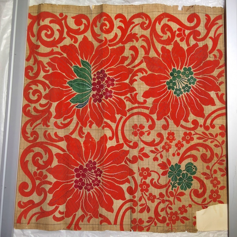 Antique Mise-en-Carte - Red Flowers