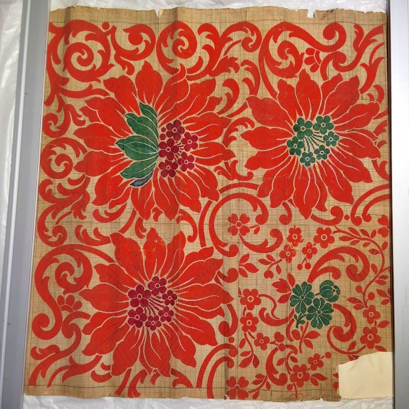 Lot 219: Antique Mise-en-Carte - Red Flowers