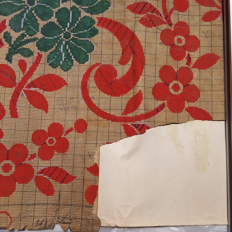 Antique Mise-en-Carte - Red Flowers