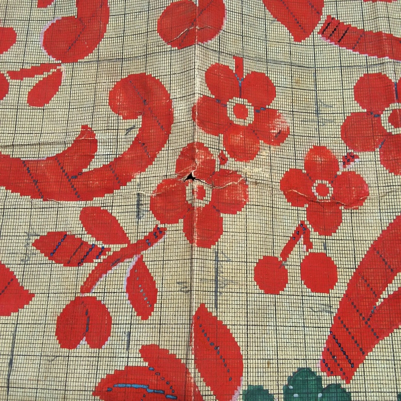 Antique Mise-en-Carte - Red Flowers