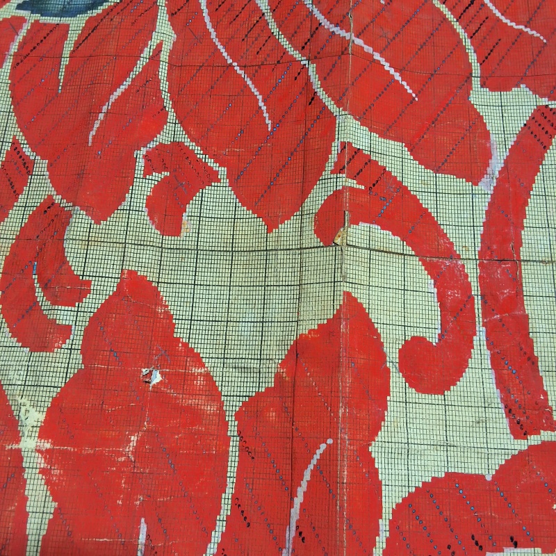 Antique Mise-en-Carte - Red Flowers