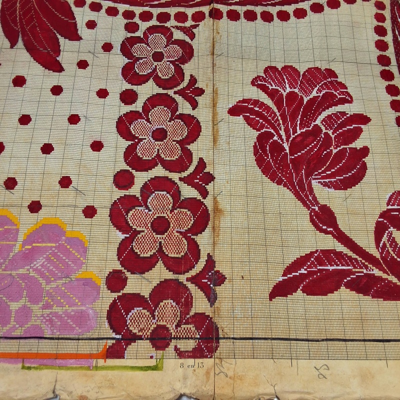 Antique Mise-en-Carte - Multicolored Flower Bundle