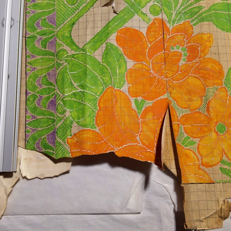 Antique Mise-en-Carte - Red and Orange Flowers