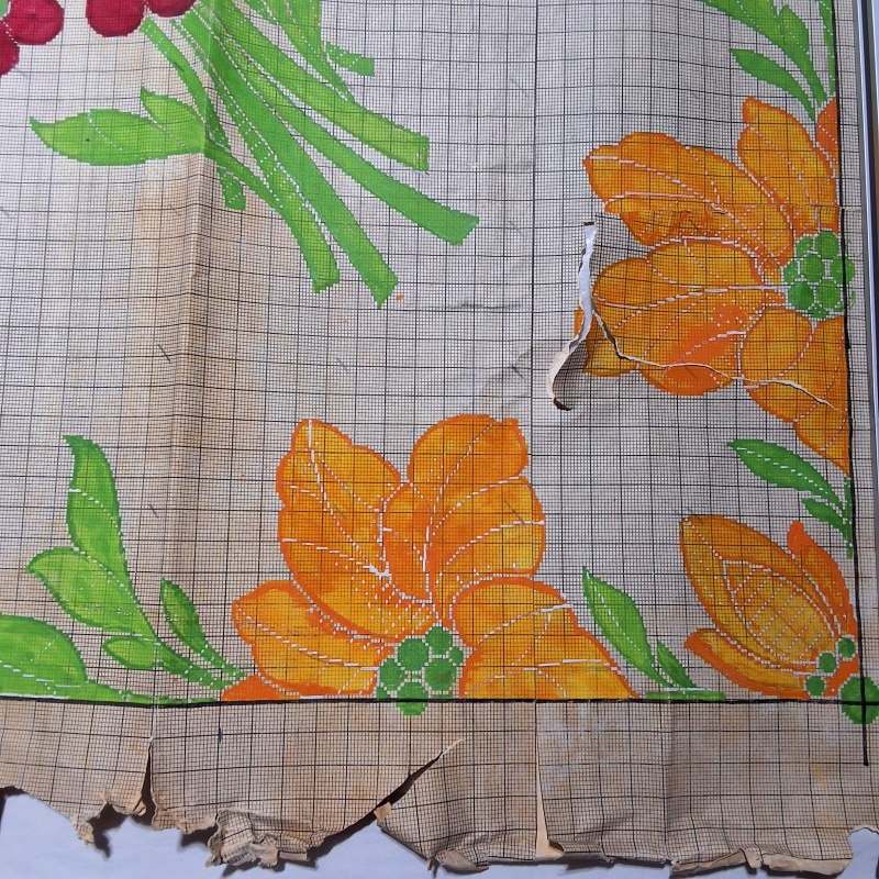 Antique Mise-en-Carte - Red and Orange Flowers