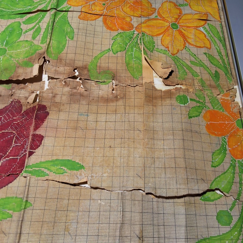 Antique Mise-en-Carte - Red and Orange Flowers
