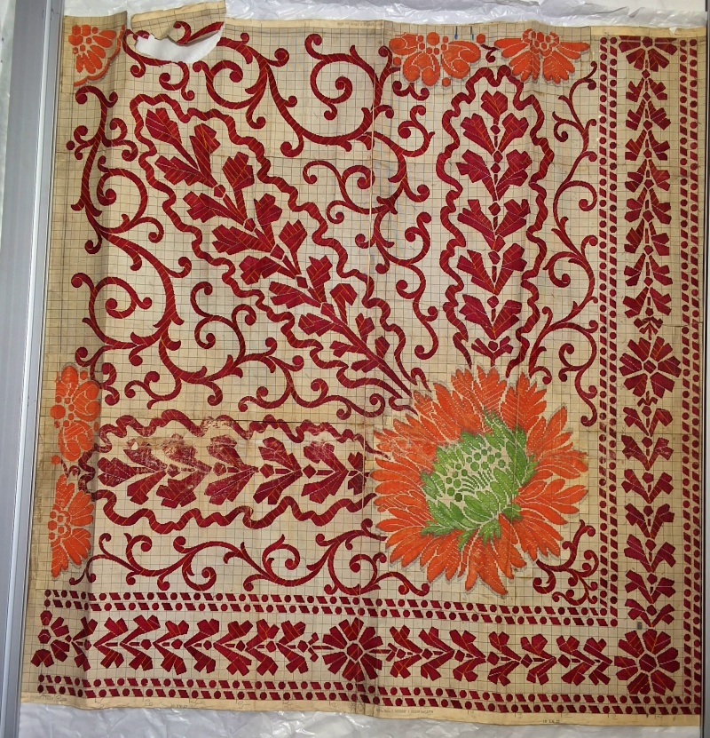 Antique Mise-en-Carte - Orange Chrysanthemum