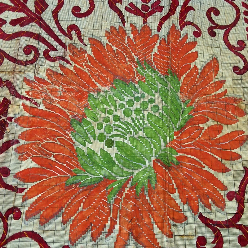 Antique Mise-en-Carte - Orange Chrysanthemum