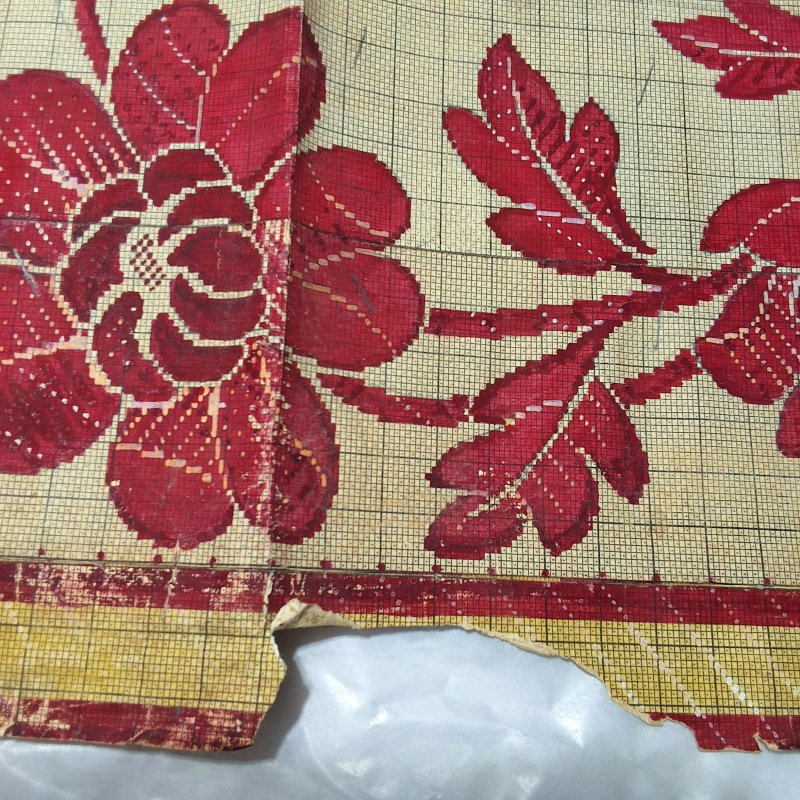 Antique Mise-en-Carte - Red Flower Wreath